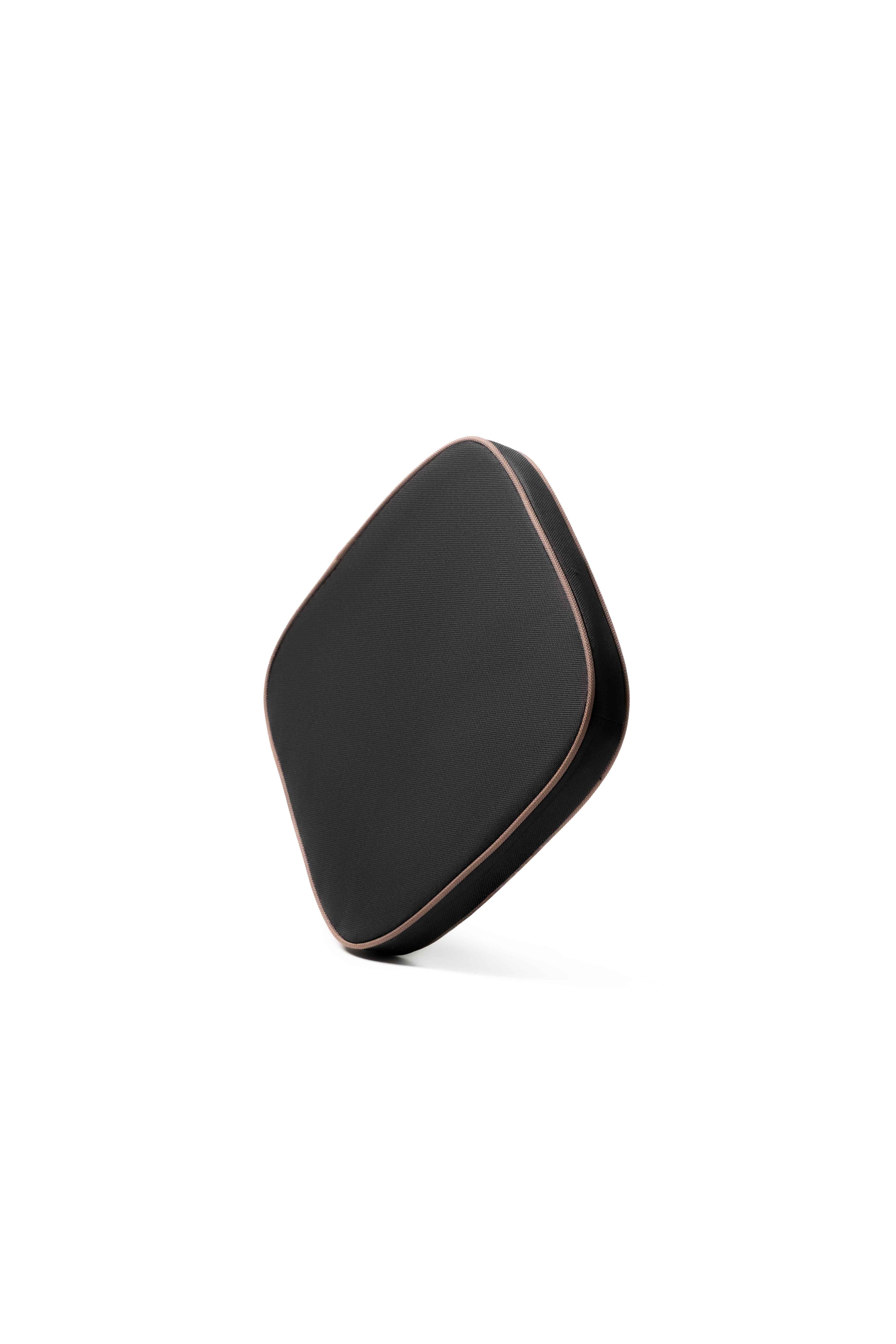 EverUncharted Nomad Cush in black-brown fabric, showcasing its textured surface and stylish, ergonomic design.
