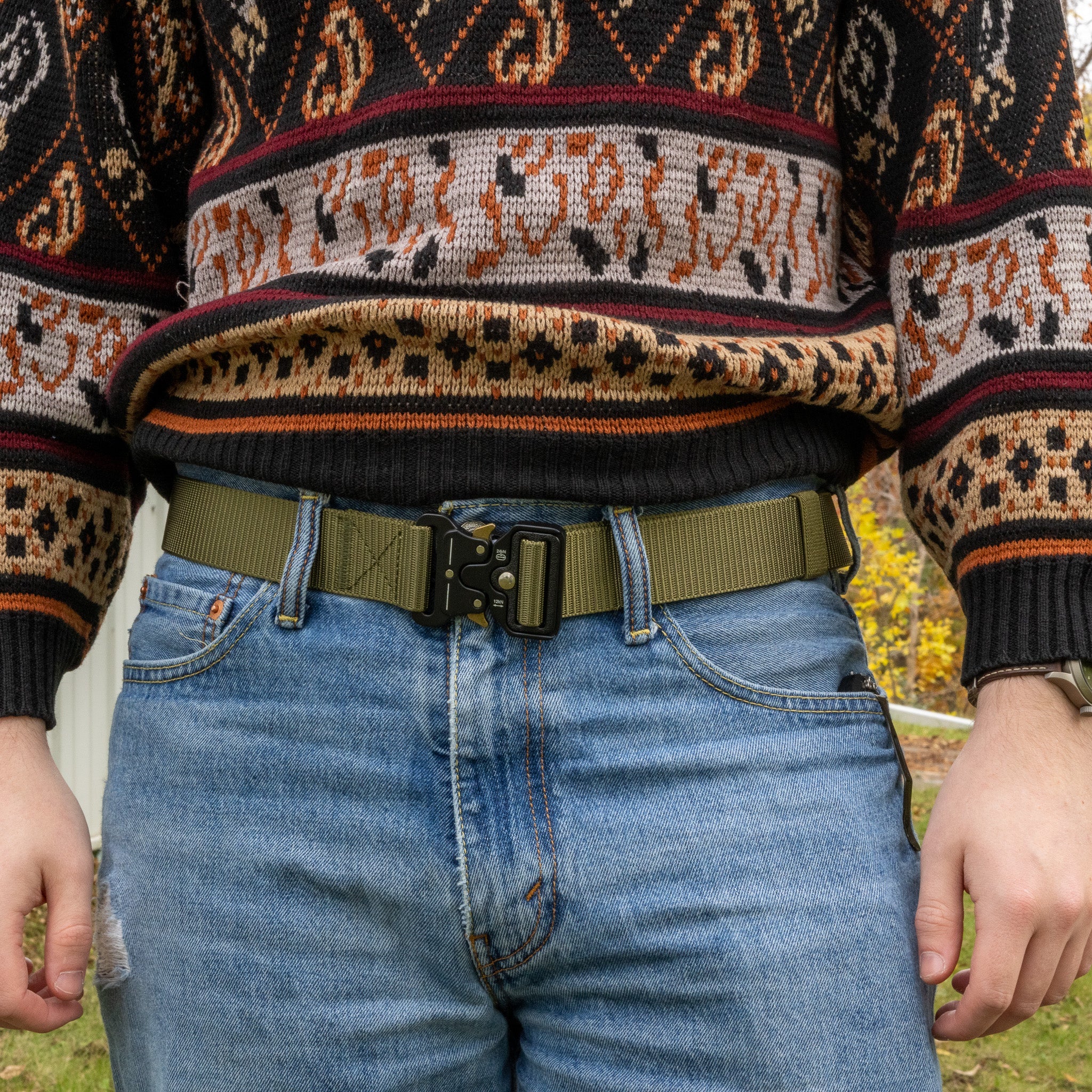 Canvas EDC belt by Americana Pipedream Apparel, featuring durable fabric and a versatile design for everyday carry.