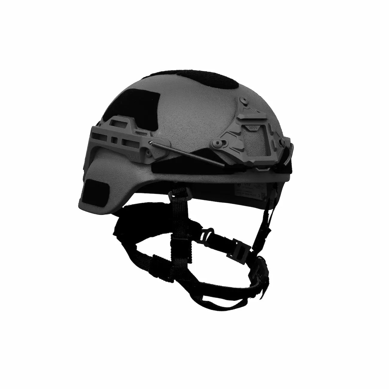 Black MICH / ECH BTE® Plus ballistic helmet by Hard Head Veterans, NIJ IIIA rated, with a smooth exterior and secure chin strap.