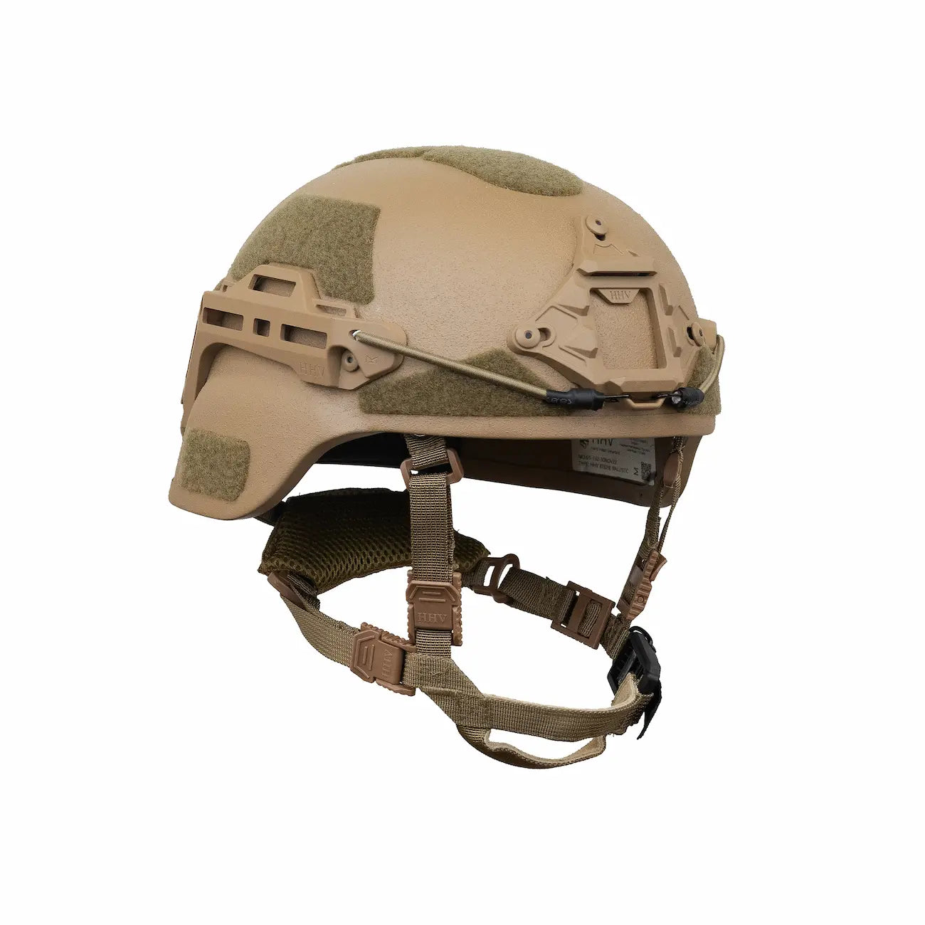 Tan Hard Head Veterans MICH / ECH BTE® Plus ballistic helmet with NIJ IIIA protection, showing the helmet's exterior and strap details.