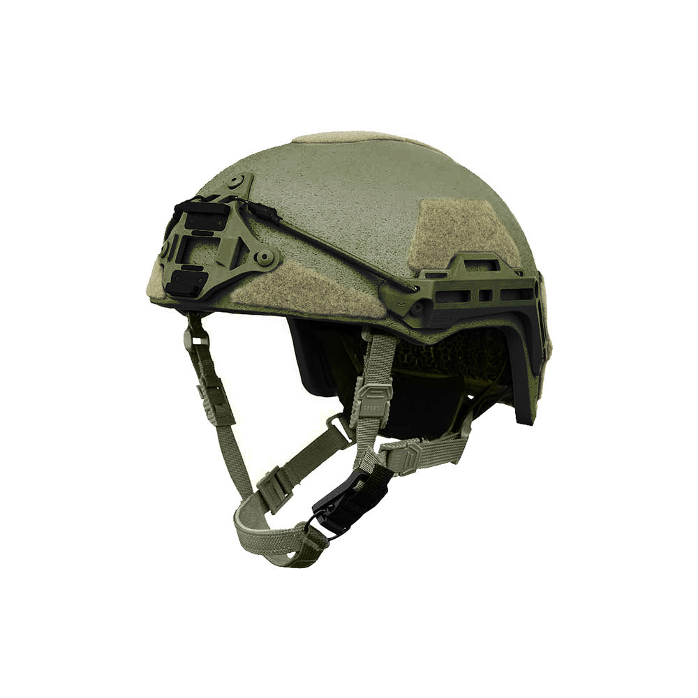 Green ATE® Lite Ballistic Helmet by Hard Head Veterans, lightweight NIJ IIIA high-cut ballistic helmet with adjustable straps.