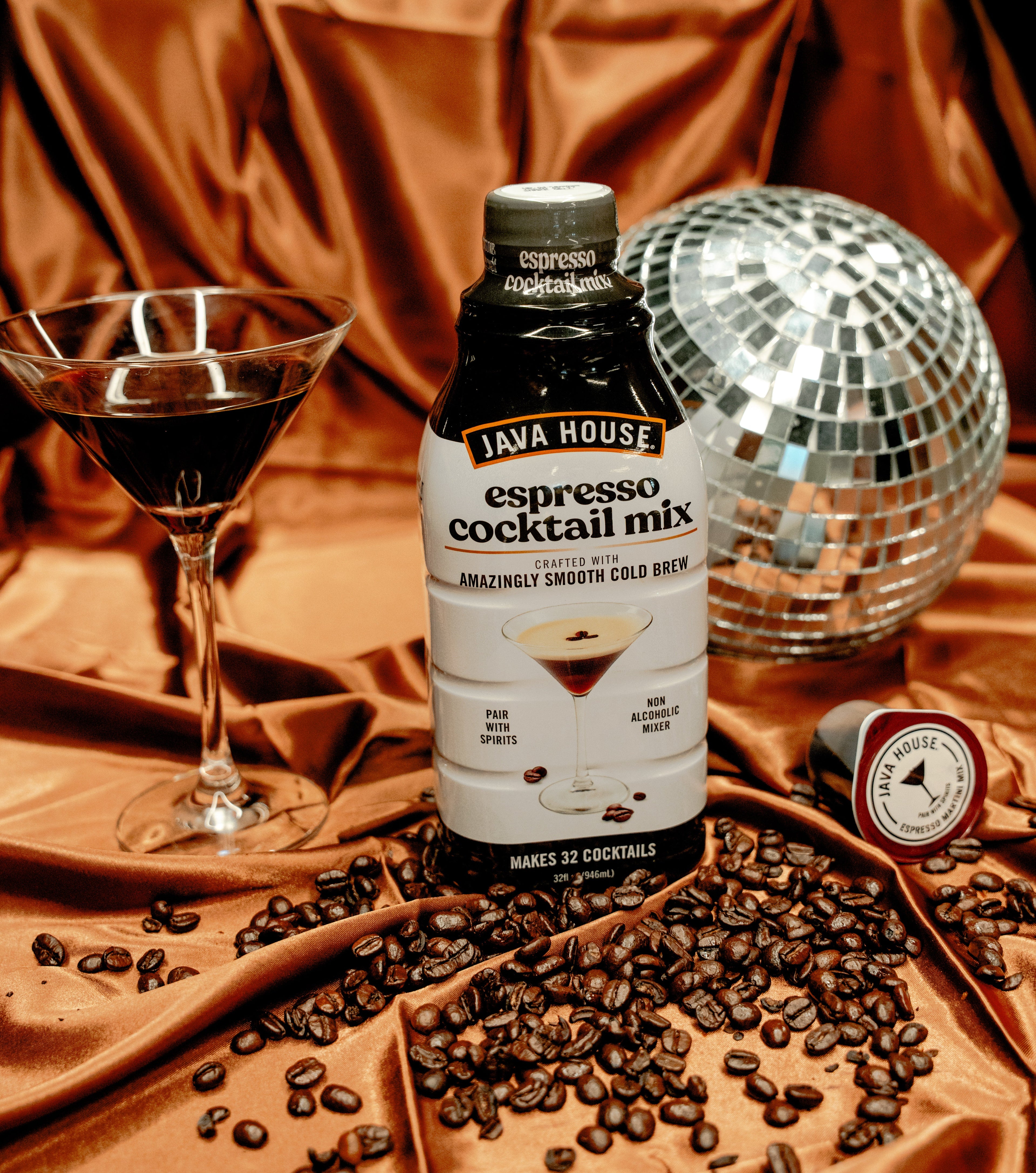 Java House Cold Brew Espresso Martini Mix bottle with label and cap, ready for preparing espresso martinis at home.
