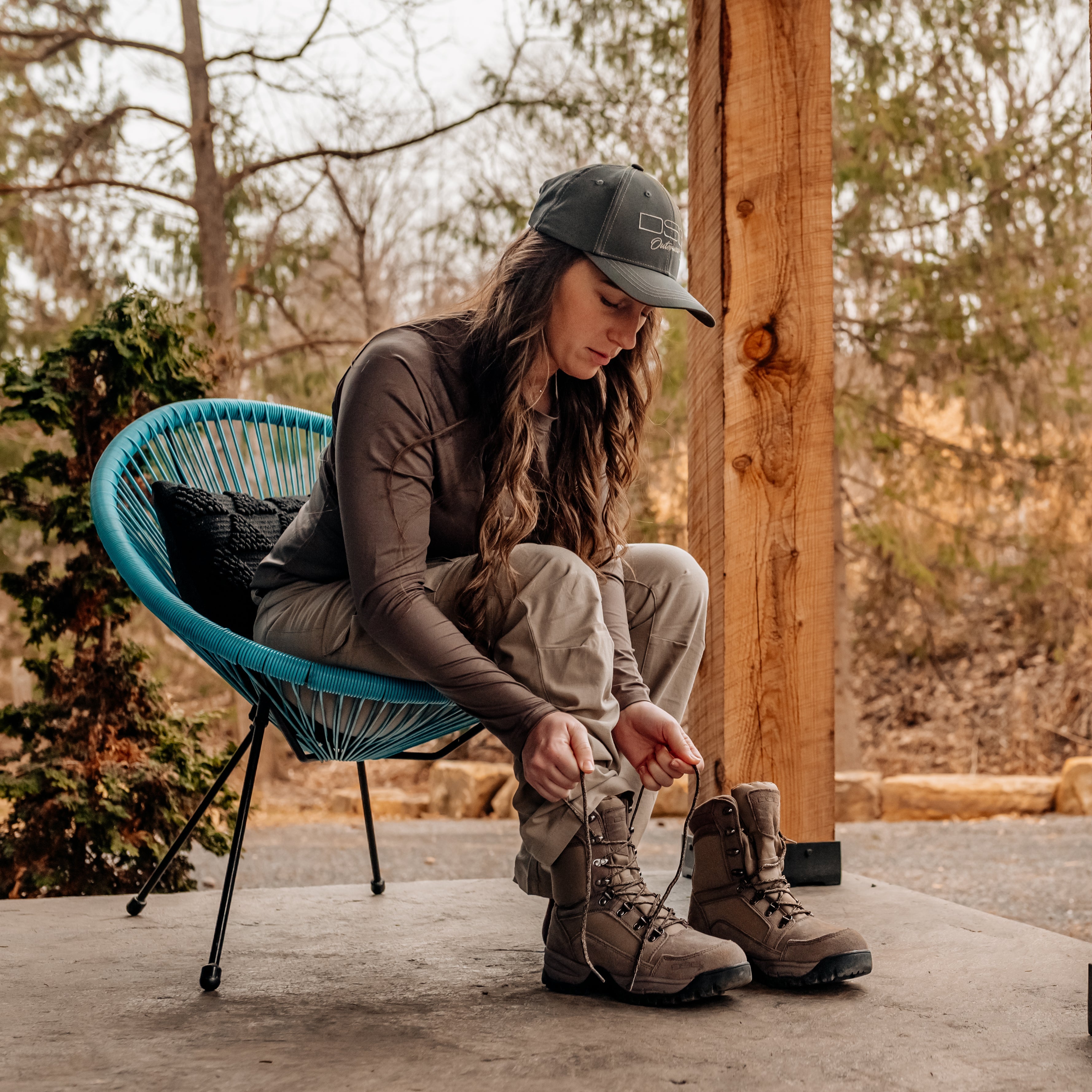 Nubuck tan lace-up boots with 600 gram insulation from DSG Outerwear, featuring sturdy design and rugged soles.