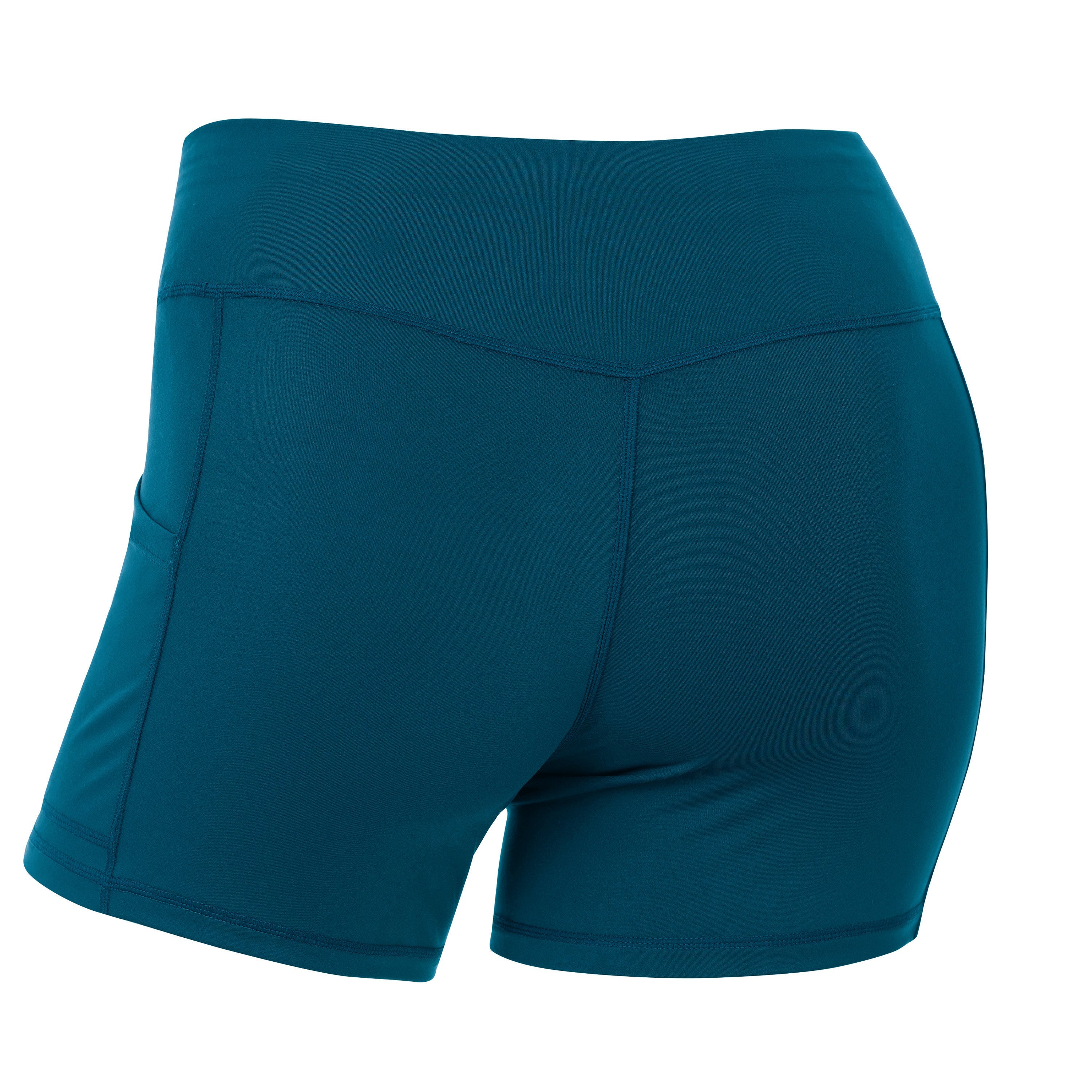 Blue DSG OUTERWEAR active shorts with a back view, featuring a sporty design and comfortable fit for workout or casual wear.