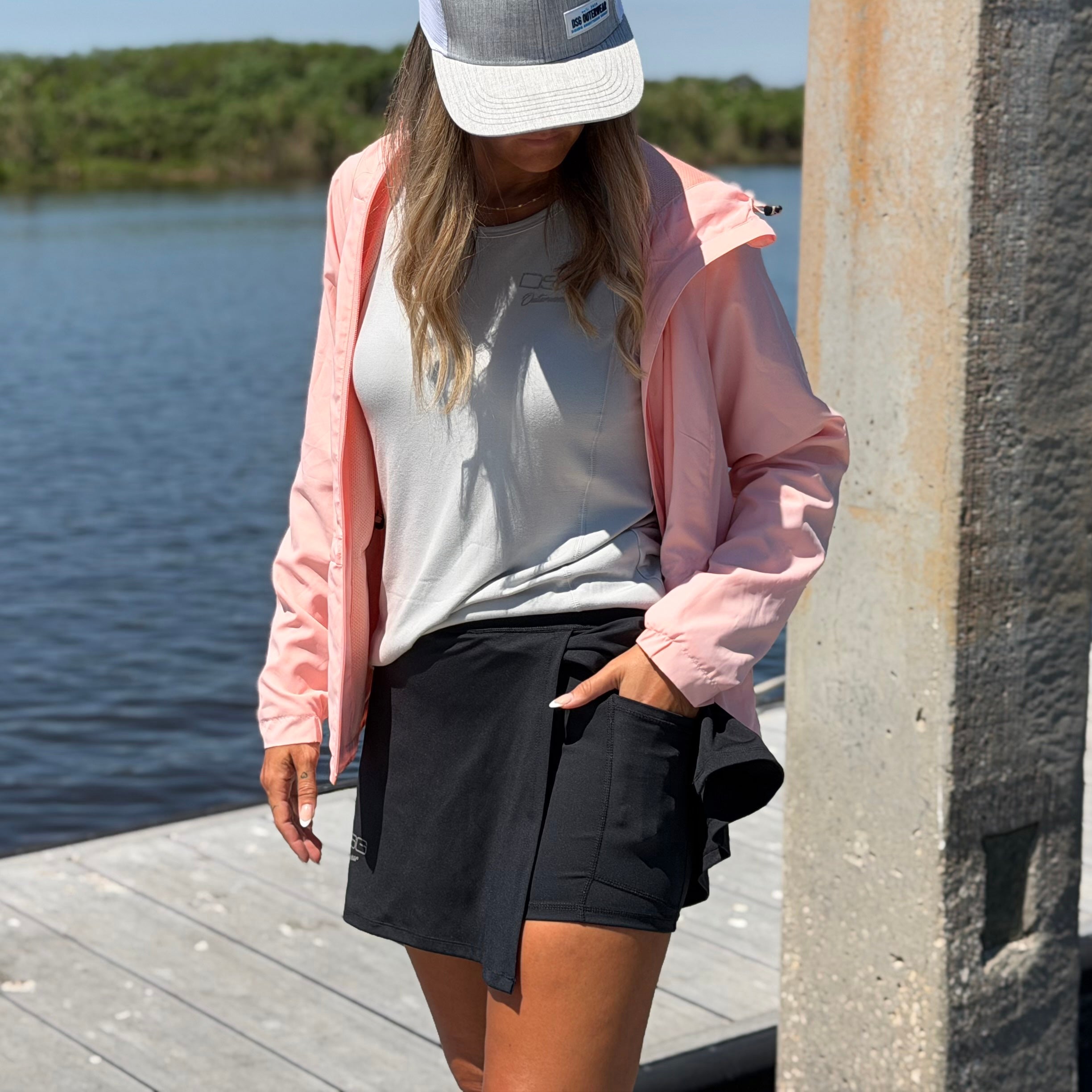 Black DSG OUTERWEAR Lainy Skort with a sleek design, featuring a comfortable waistband and stylish silhouette.