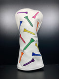 ParWestGolf Dancing Tees golf club headcover with colorful, playful tee design for protecting and decorating golf clubs.