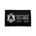 Recycled Firefighter Decade Patch featuring embroidered design on fabric, suitable for jackets or backpacks.