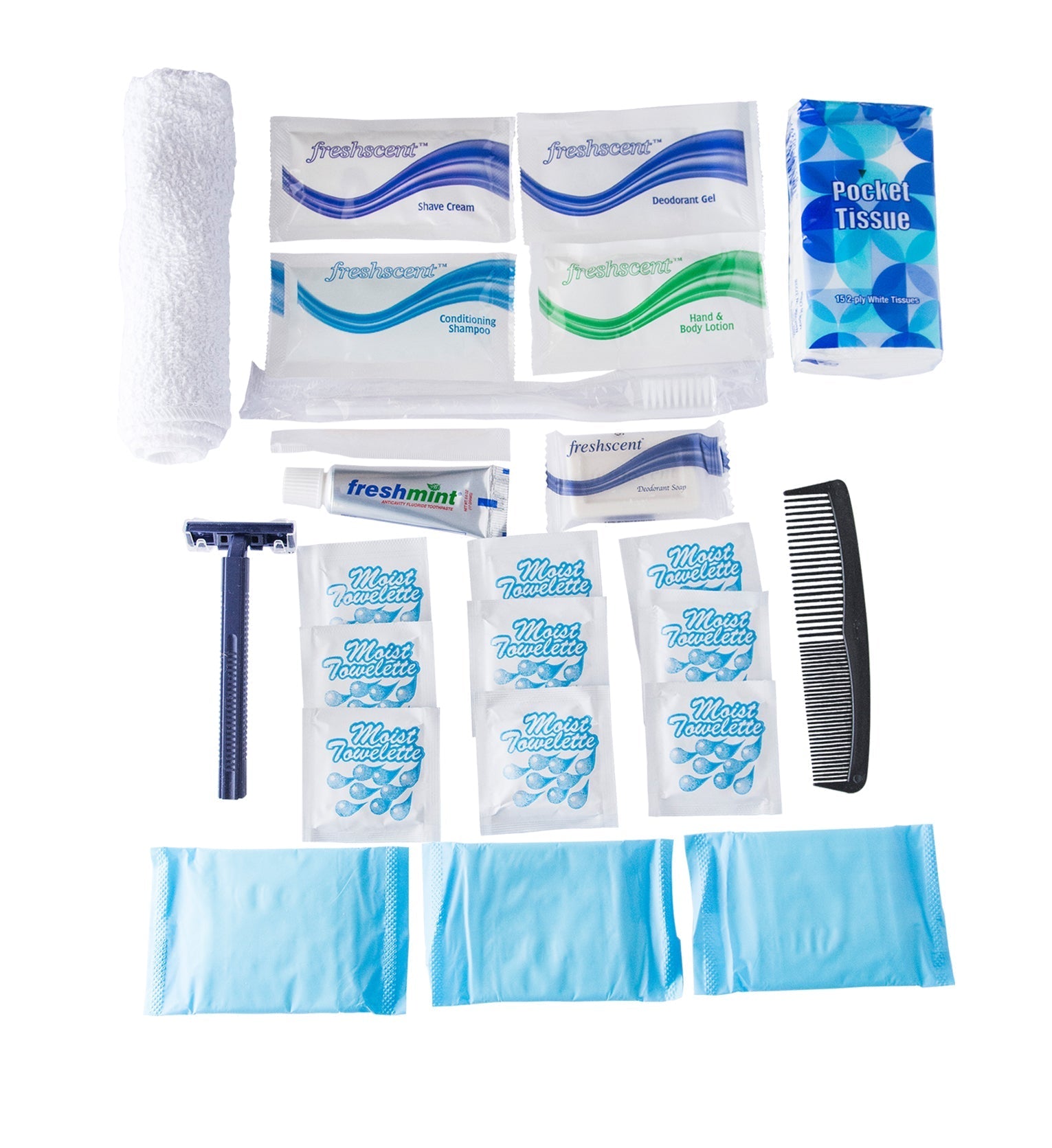 Deluxe hygiene kit for schools with essential hygiene supplies, including soap, sanitizer, and personal care items from QuakeKits.
