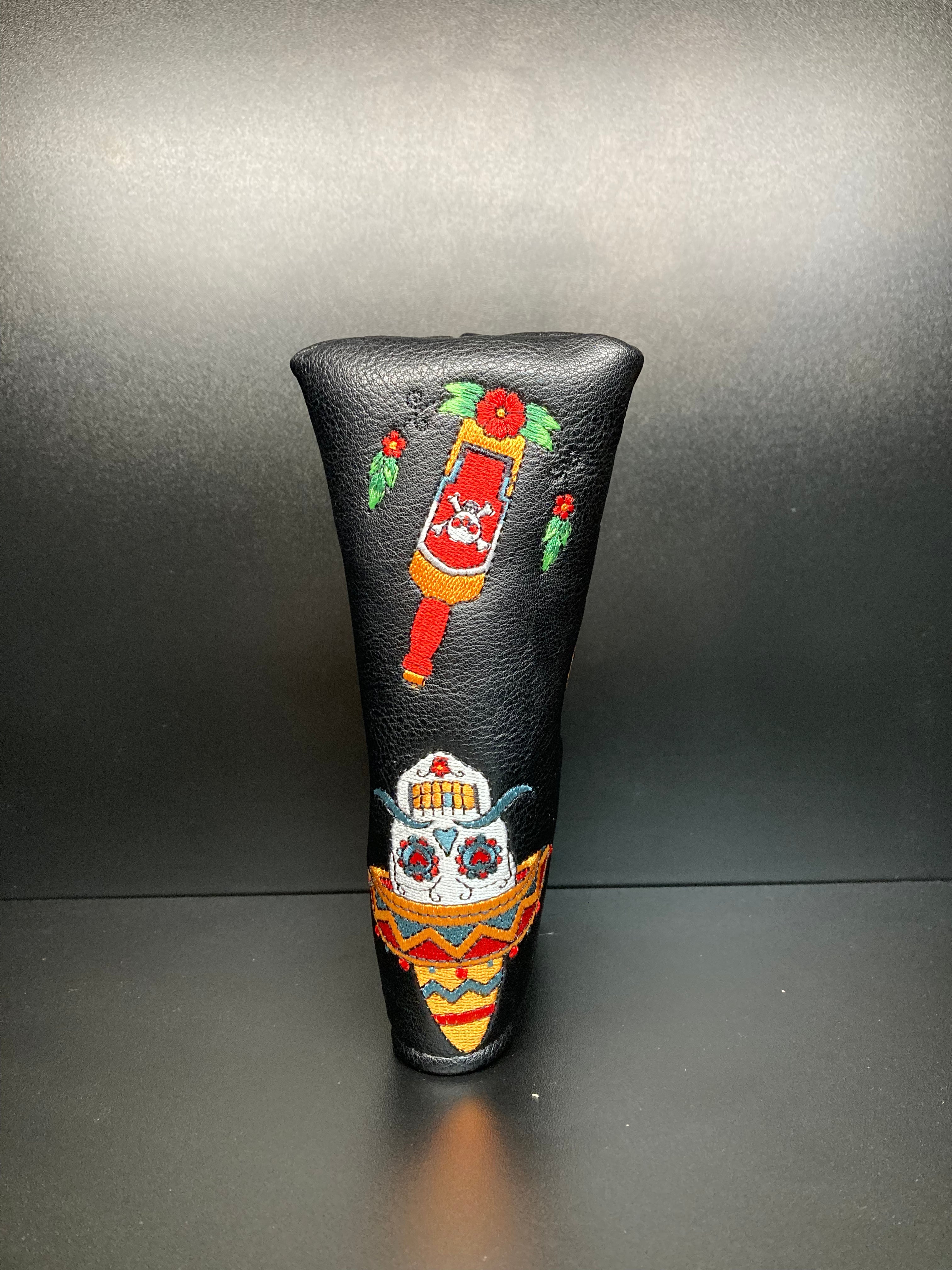 ParWestGolf Dia De los Muertos golf club headcover with colorful skull design and festive Mexican holiday theme.