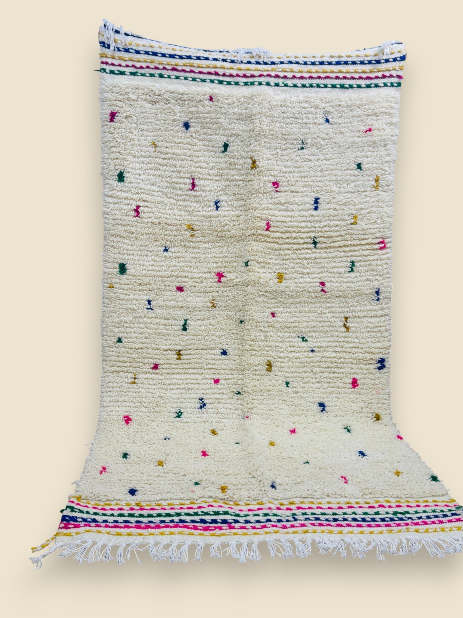 Moroccan Wool Berber Rug – Dihya Tribal Design with Fringe - We The Collective