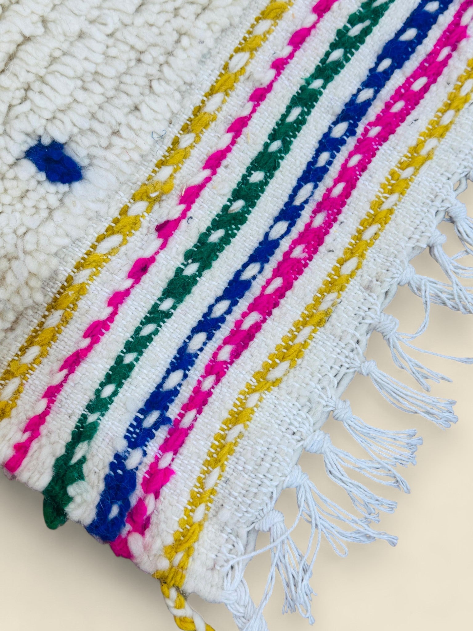 Moroccan Wool Berber Rug – Dihya Tribal Design with Fringe - We The Collective
