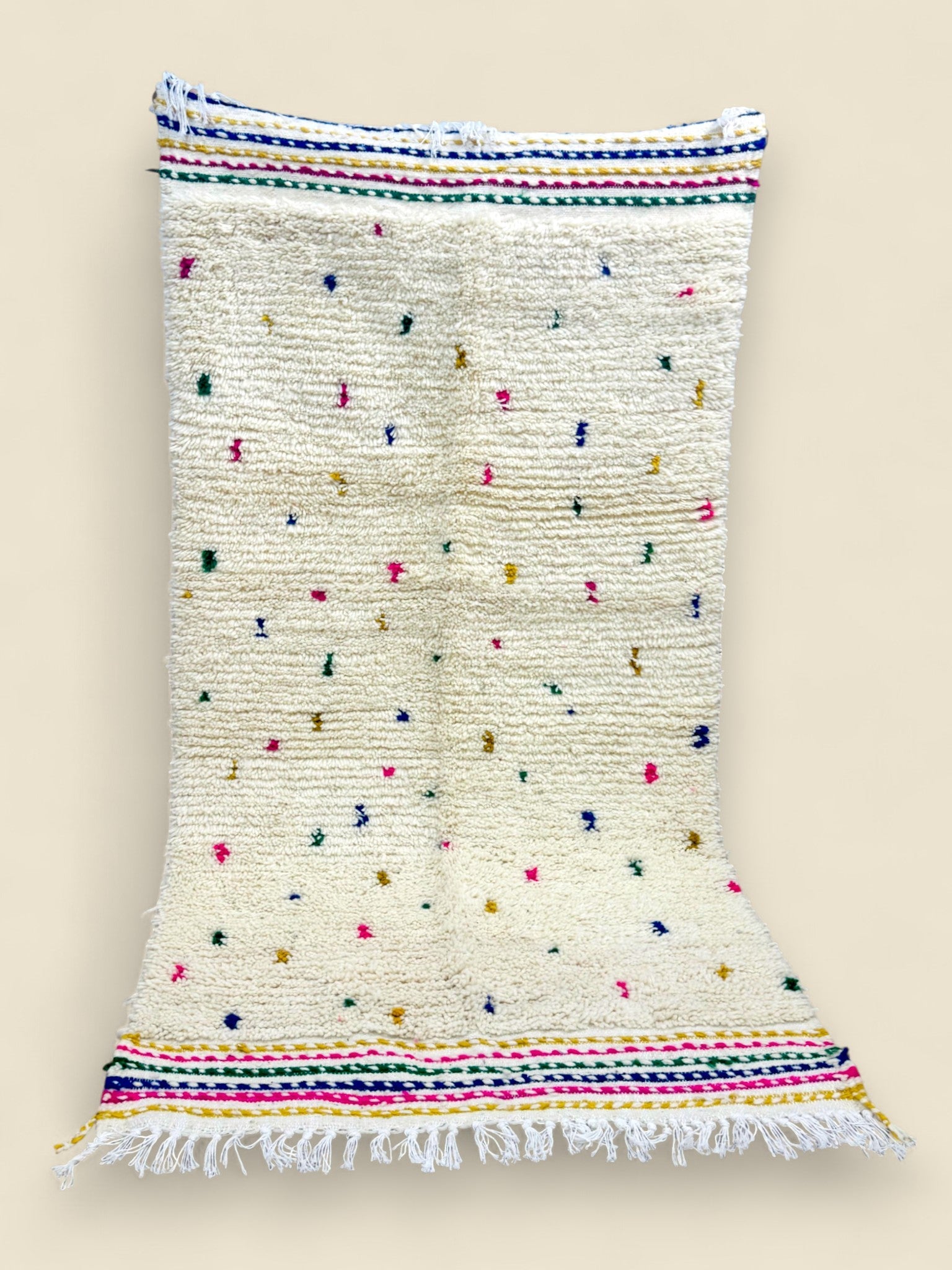 Moroccan Wool Berber Rug – Dihya Tribal Design with Fringe - We The Collective