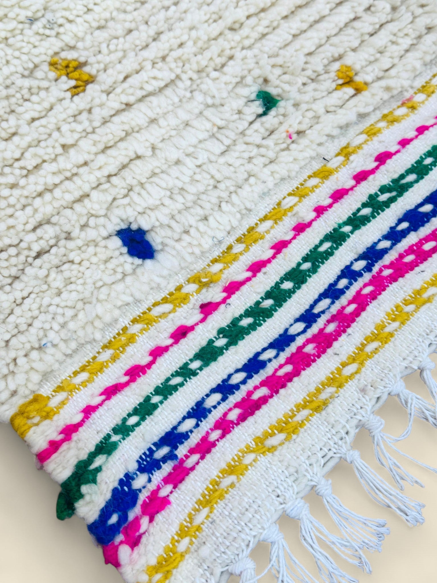 Moroccan Wool Berber Rug – Dihya Tribal Design with Fringe - We The Collective