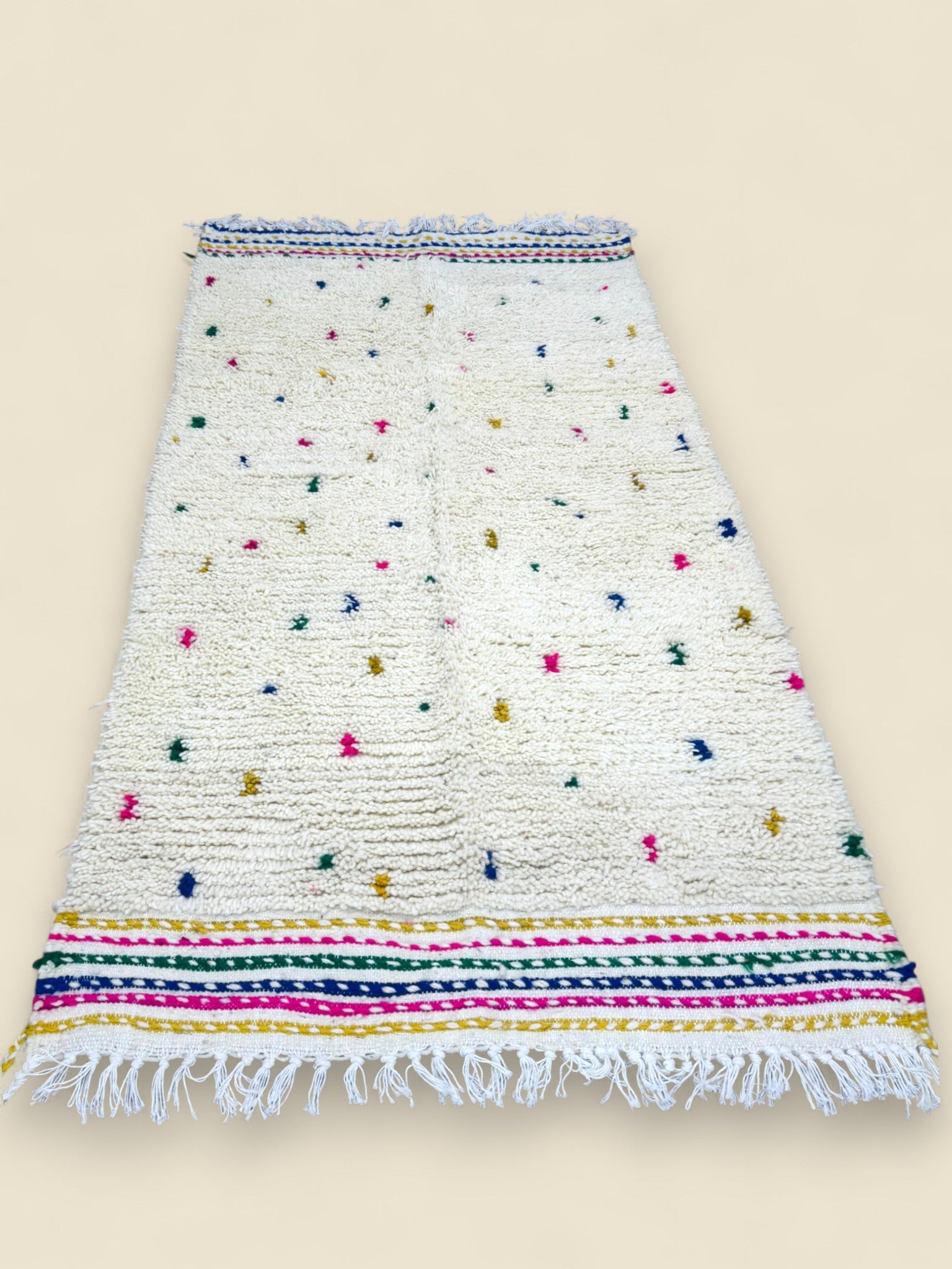 Moroccan Wool Berber Rug – Dihya Tribal Design with Fringe - We The Collective