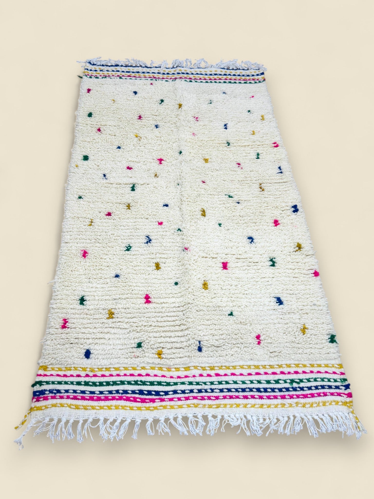 Moroccan Wool Berber Rug – Dihya Tribal Design with Fringe - We The Collective