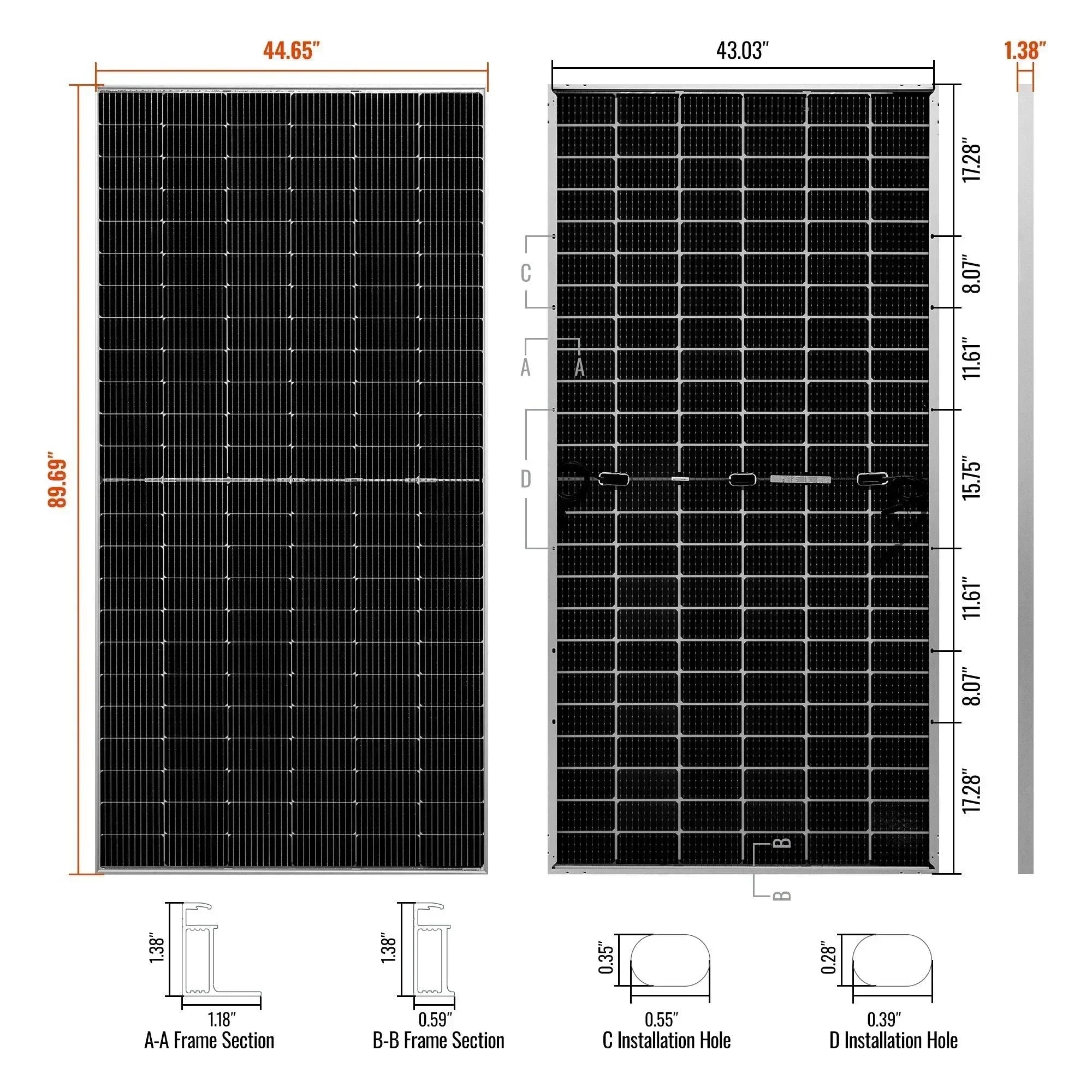 Green Vista Living Mega 550W mono solar panel for residential, commercial, or agricultural use, featuring durable glass and high-efficiency cells.