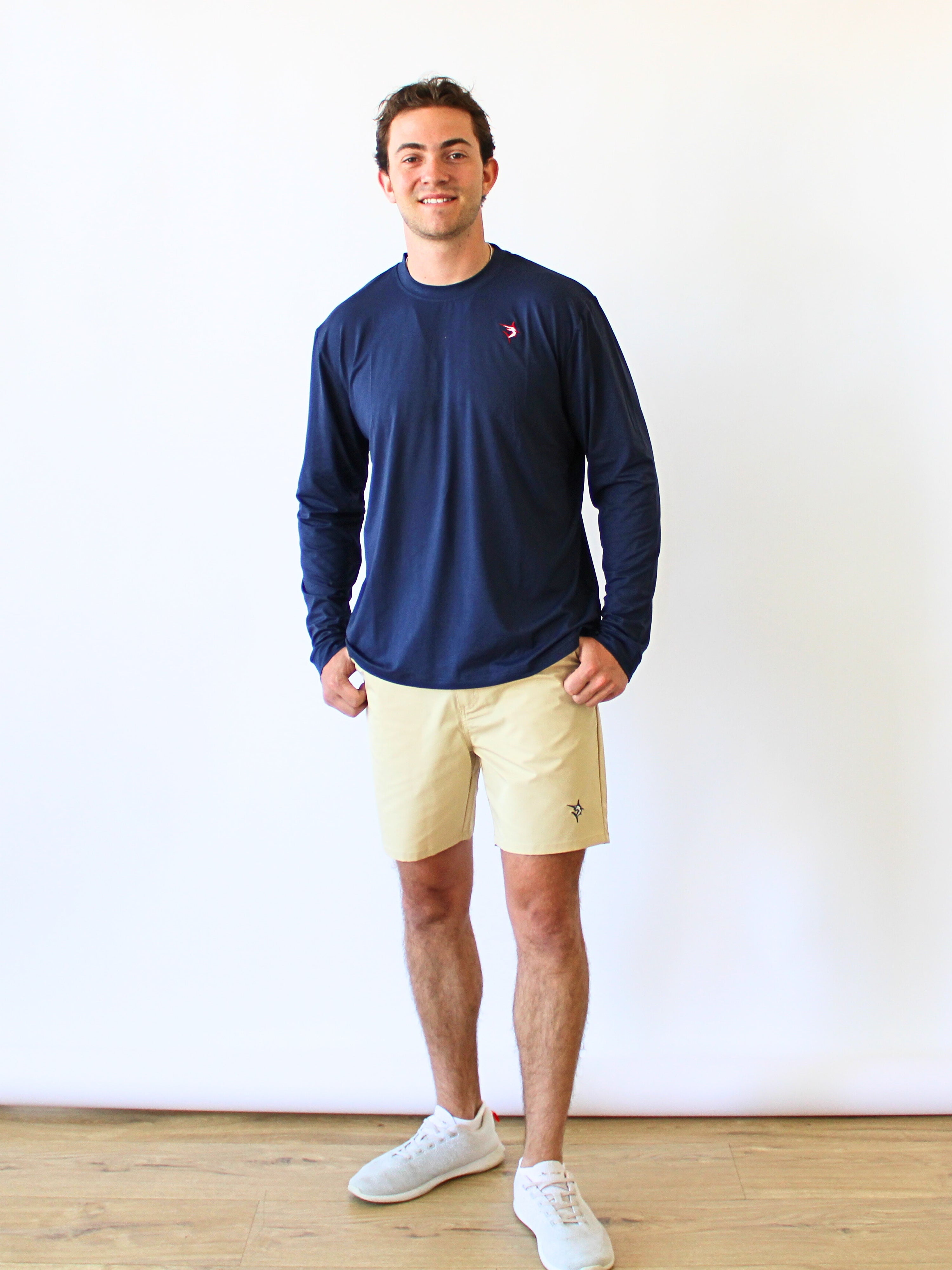 White Water Life Dockside Performance Tee in navy, short sleeve shirt with a casual fit, perfect for outdoor activities.