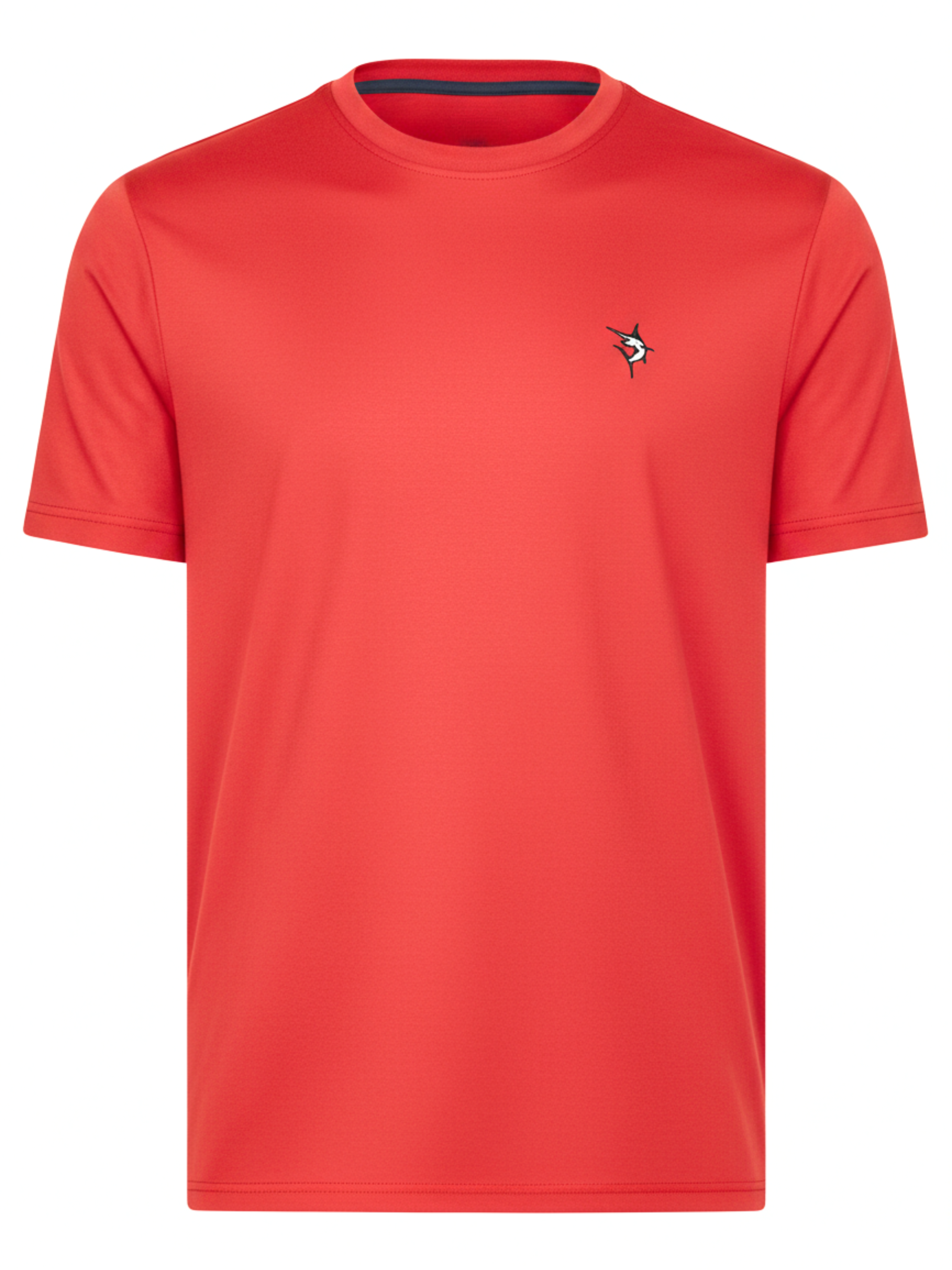 Red short sleeve Dockside Performance Tee by White Water Life, featuring a casual fit and dockside-themed design.