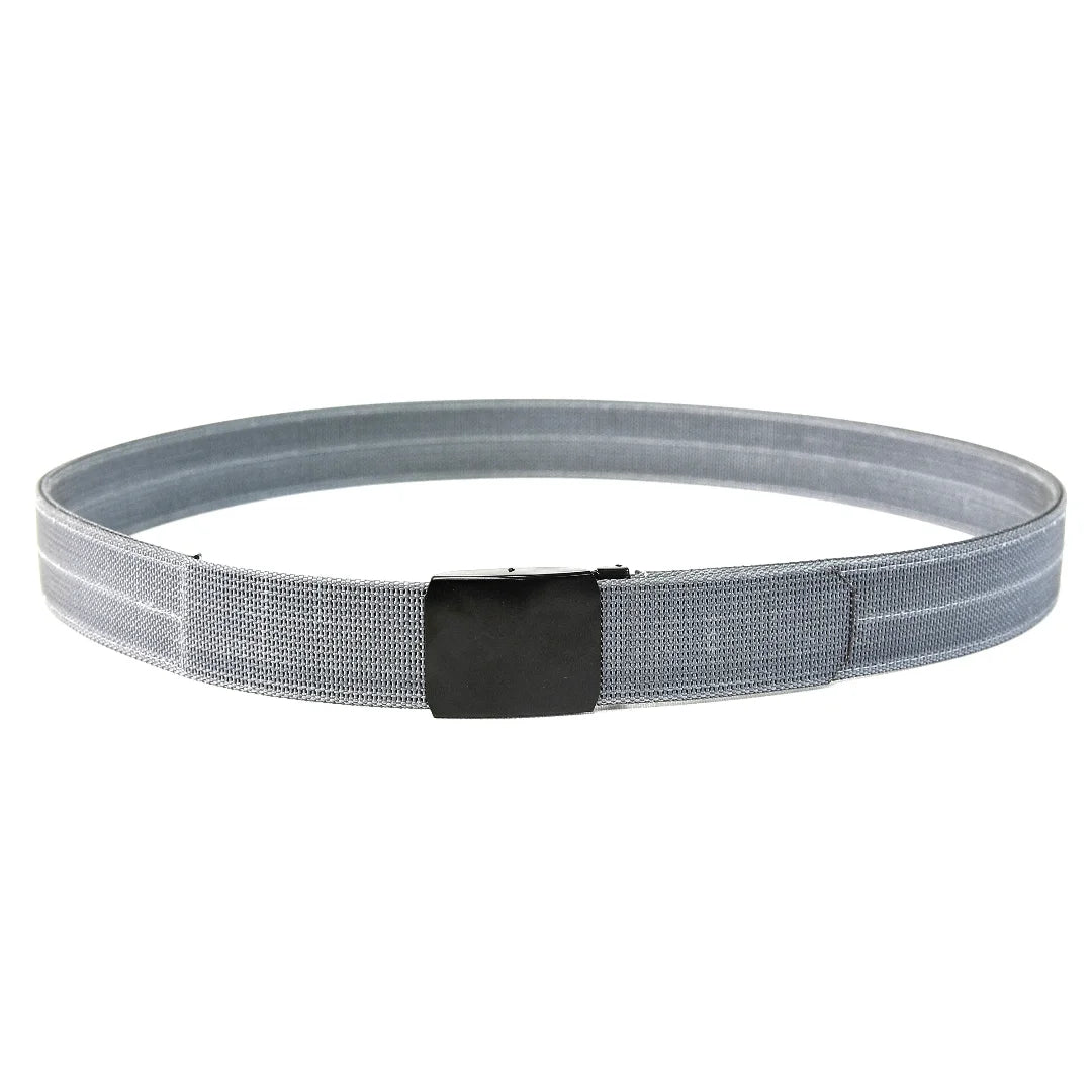 Recycled Firefighter double layer tactical grey EDC belt with sturdy buckle for everyday carry and outdoor use.