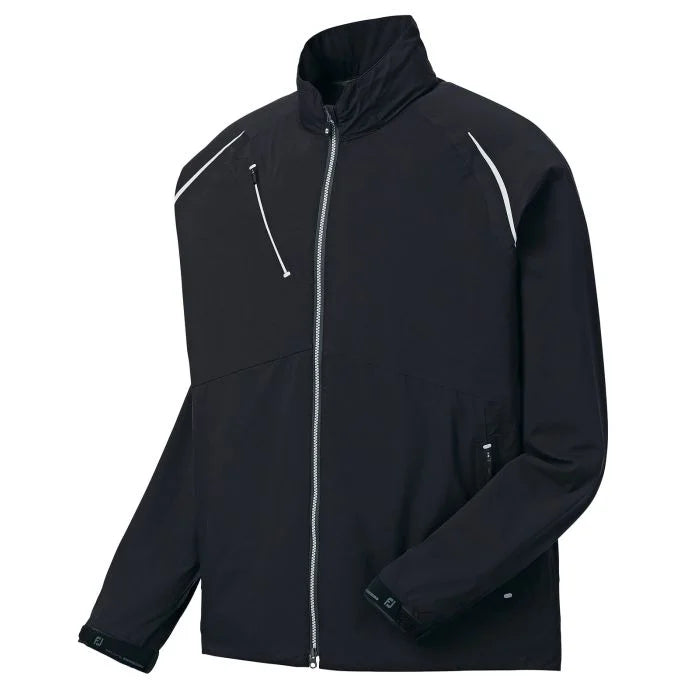 ParWestGolf DryJoys Select Rain Jacket in waterproof, lightweight fabric, shown in a close-up view with a hood and zipper.
