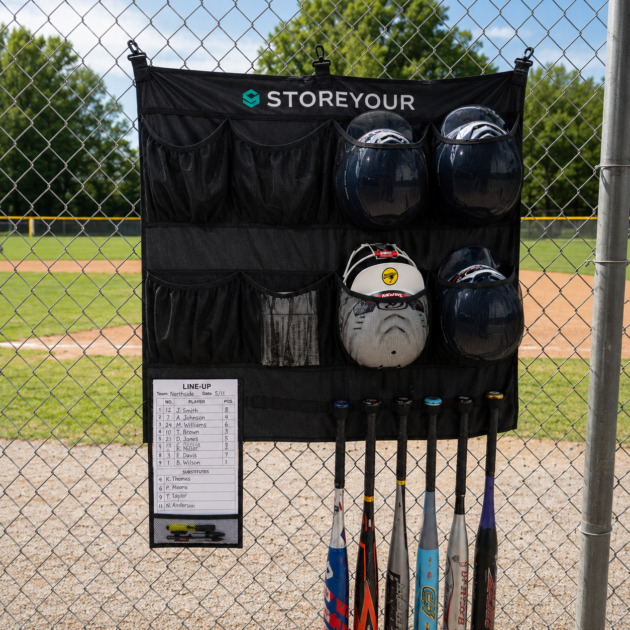 Baseball and Softball Dugout Storage System | Holds 14 Bats and 8 Helmets - OVERLANDERS Outfitter