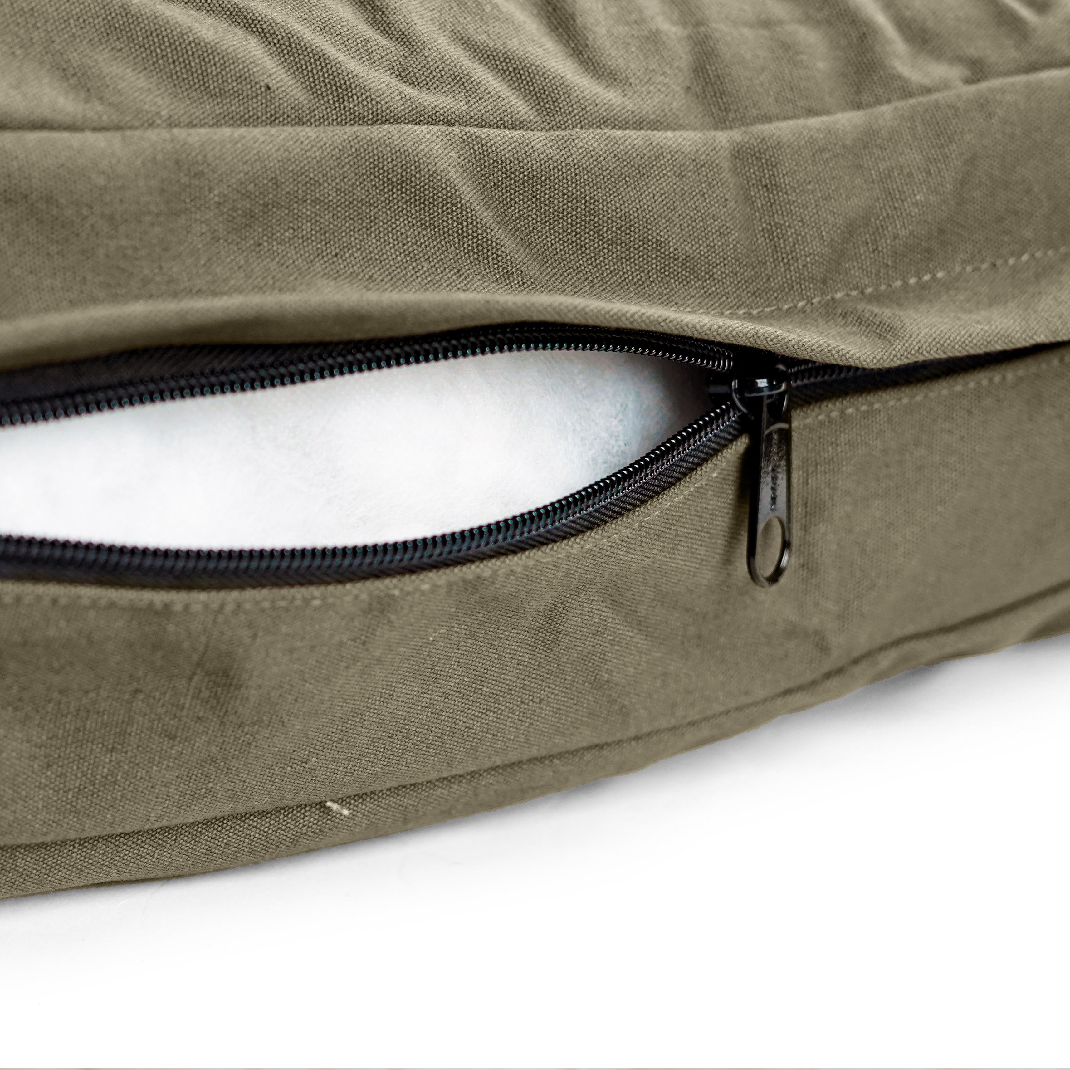 Dusty green White Duck Outdoors pet dog bed with soft fabric and cushioned sides for comfort and relaxation.