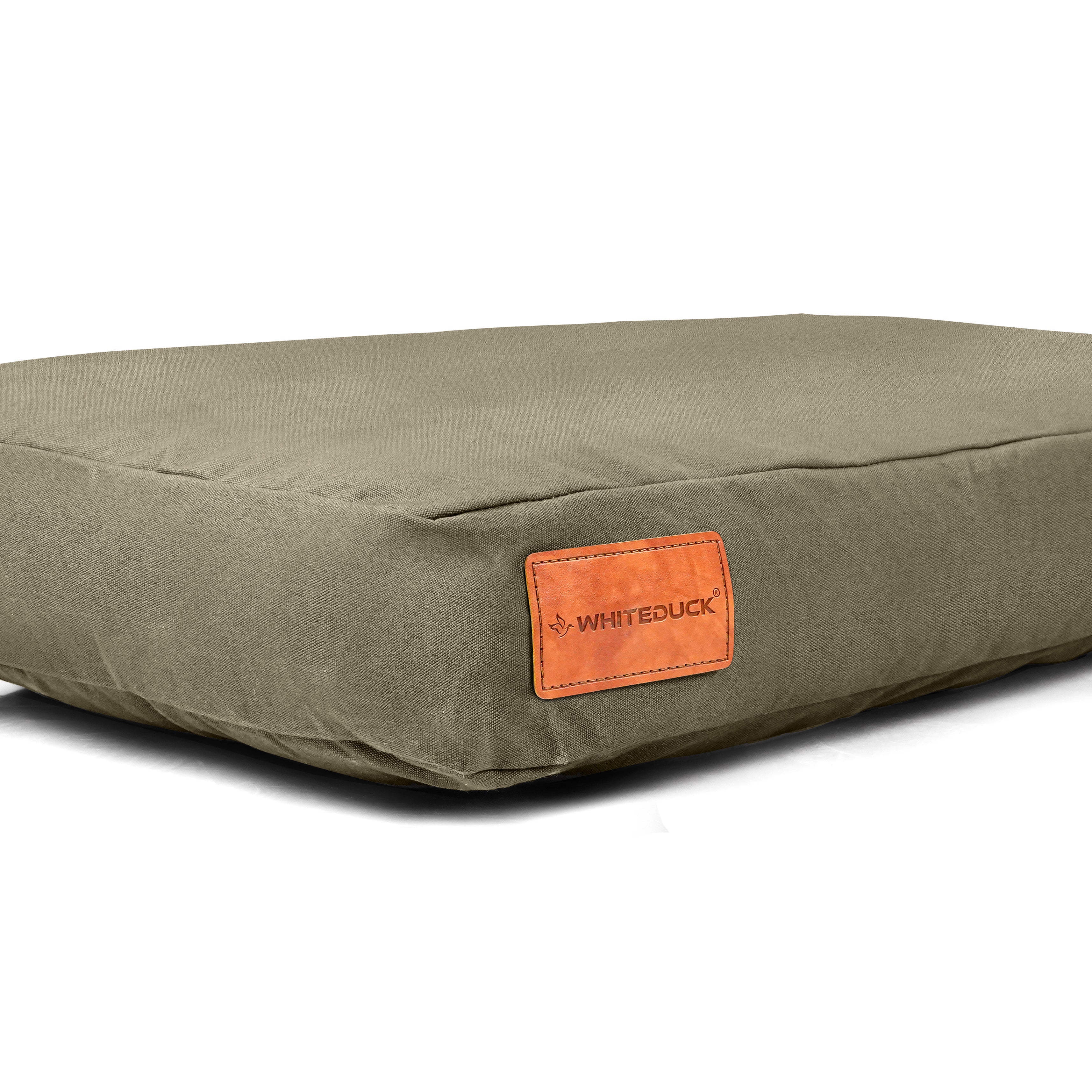 Dusty green White Duck Outdoors pet dog bed with cushioned interior for comfort and cozy sleep.