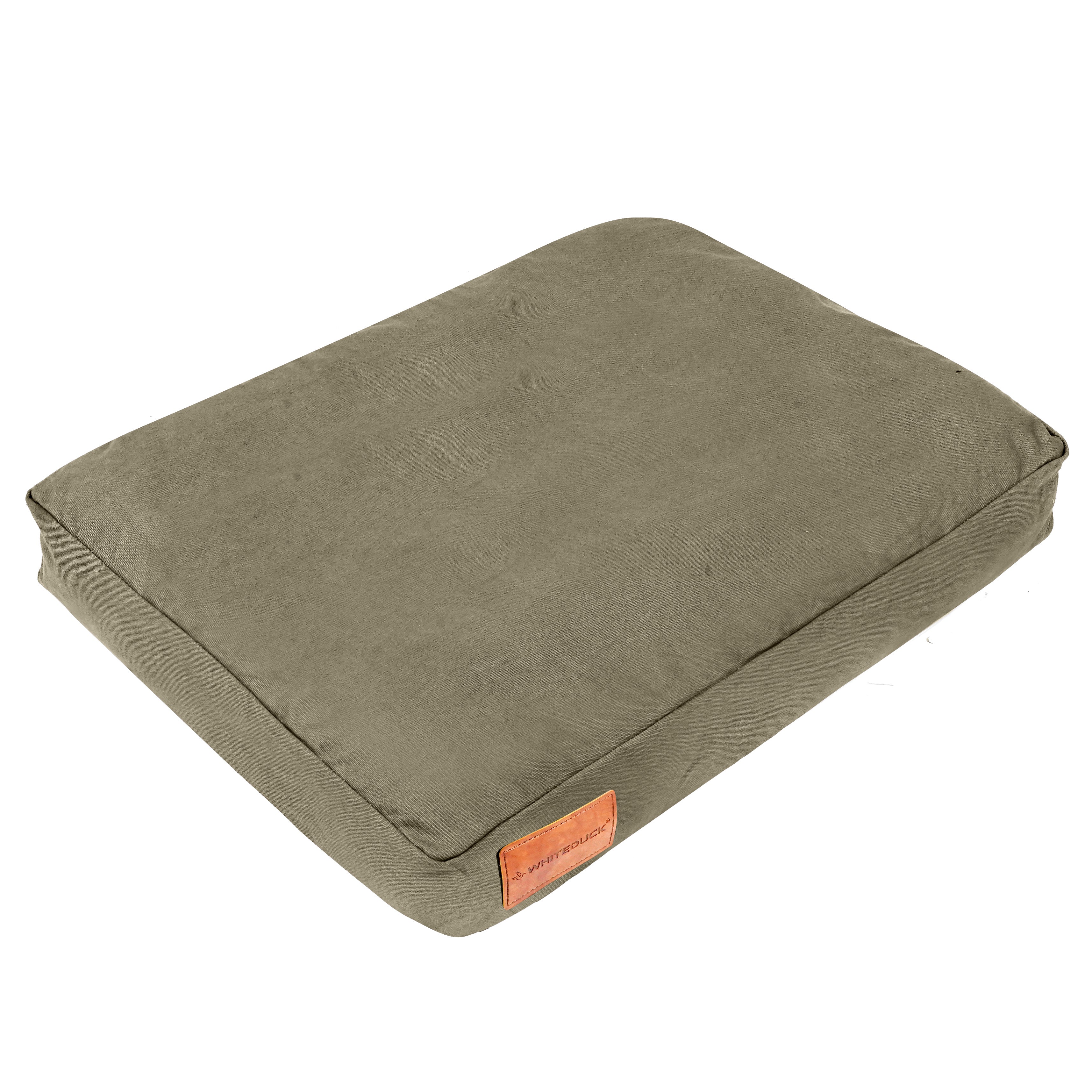 Dusty green White Duck Outdoors pet dog bed with soft cushioning and raised edges for comfort and support.