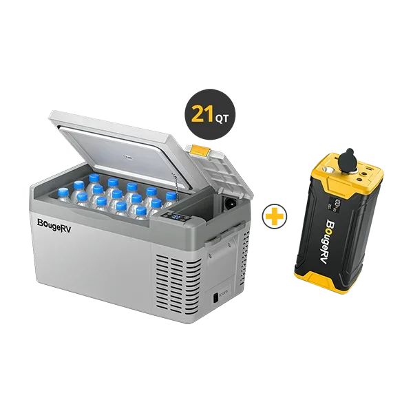 BougeRV CRPRO20 21 Quart 12V Portable Car Fridge Freezer White - OVERLANDERS Outfitter