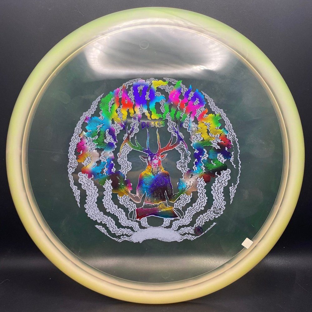 Rare Air Discs Eternal Mustang Midrange disc golf disc with elk stamp, showcasing vibrant design and detailed branding.