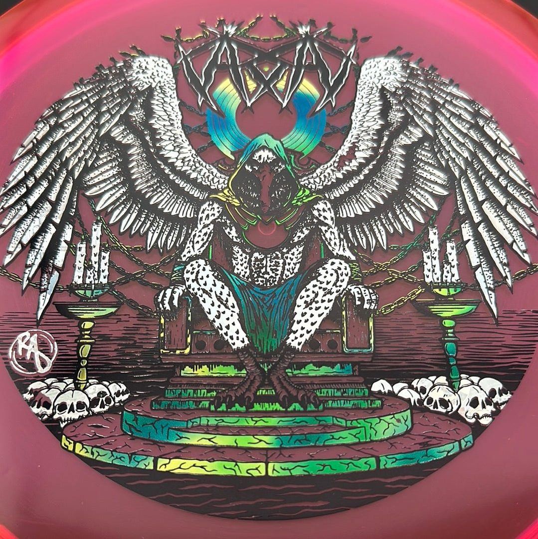 CryZtal Buzzz disc golf disc by Rare Air Discs, featuring Karudi the Overseer design in transparent crystal material.