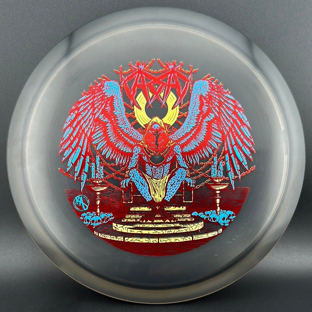 CryZtal Buzzz disc golf disc by Rare Air Discs featuring Karudi the Overseer artwork, designed for precise throws and durability.