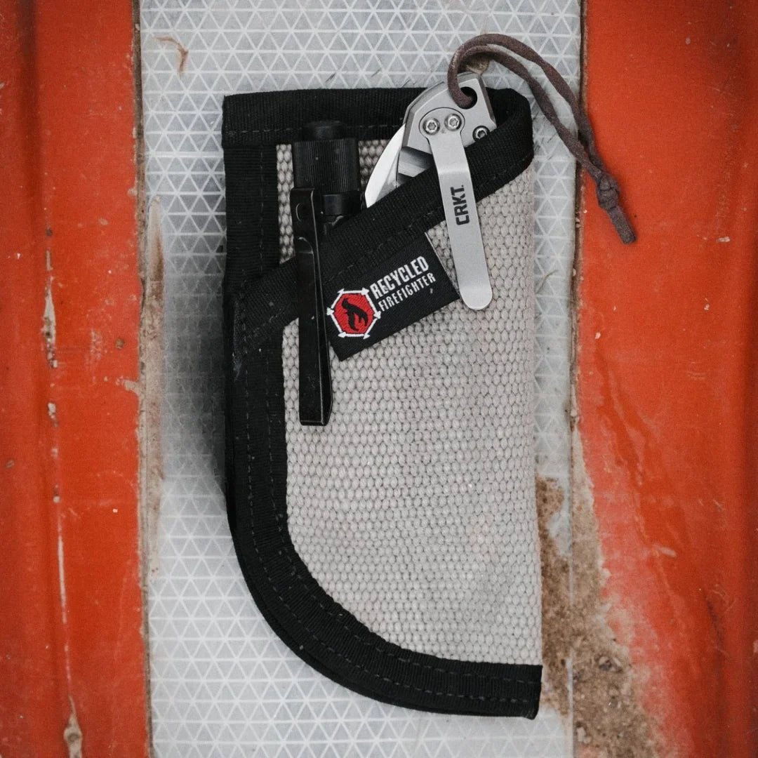 Recycled Firefighter EDC Pocket Caddy showcasing compartments for organizing everyday carry essentials.