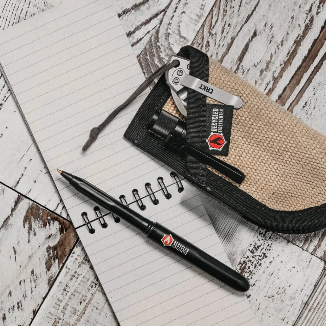 Recycled Firefighter EDC Pocket Caddy showcasing durable design with multiple pockets for everyday carry essentials.