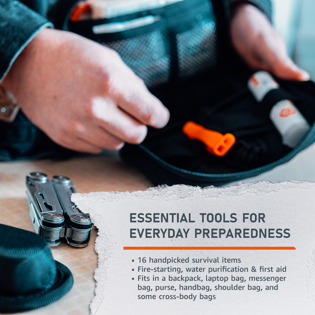 Emerge Survival Everyday Carry (EDC) kit with compact tools, flashlight, and multitools for outdoor and everyday use.