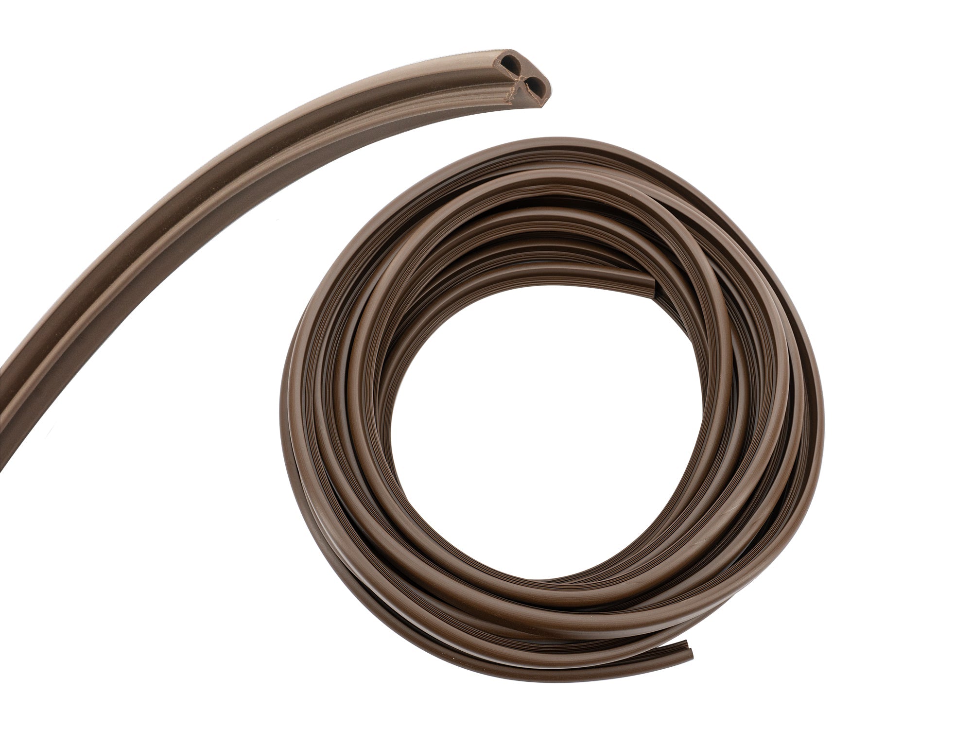Brown cabinetry edge molding for Vanagon Westfalia, 25 feet, by GoWesty, showing close-up of molded wood edge detail.