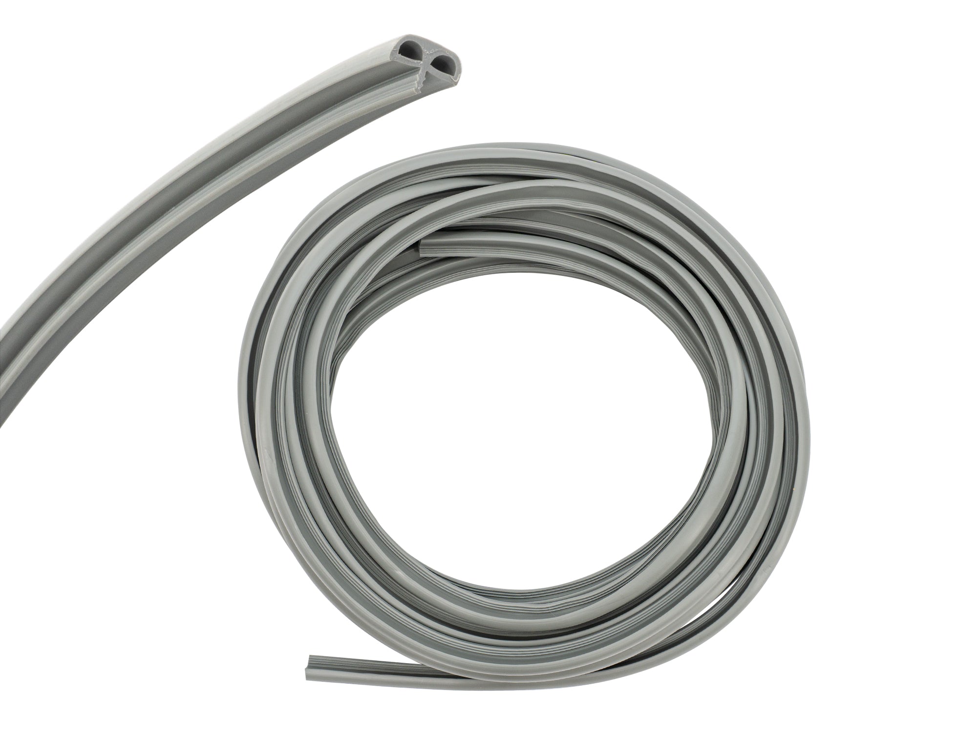 Grey cabinetry edge molding for Vanagon Westfalia, 25 feet long, by GoWesty, showing the textured plastic trim for interior cabinetry.