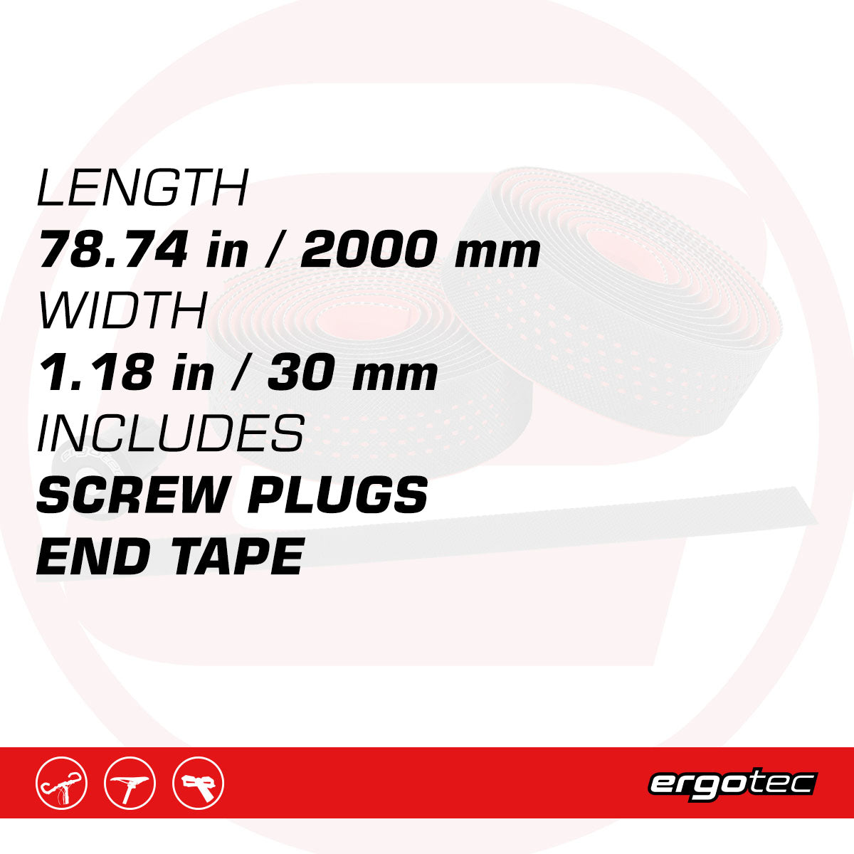ZEITBIKE Ergotec Sanremo tape grips with textured surface, 2000mm length, designed for comfortable bicycle handlebar grip.