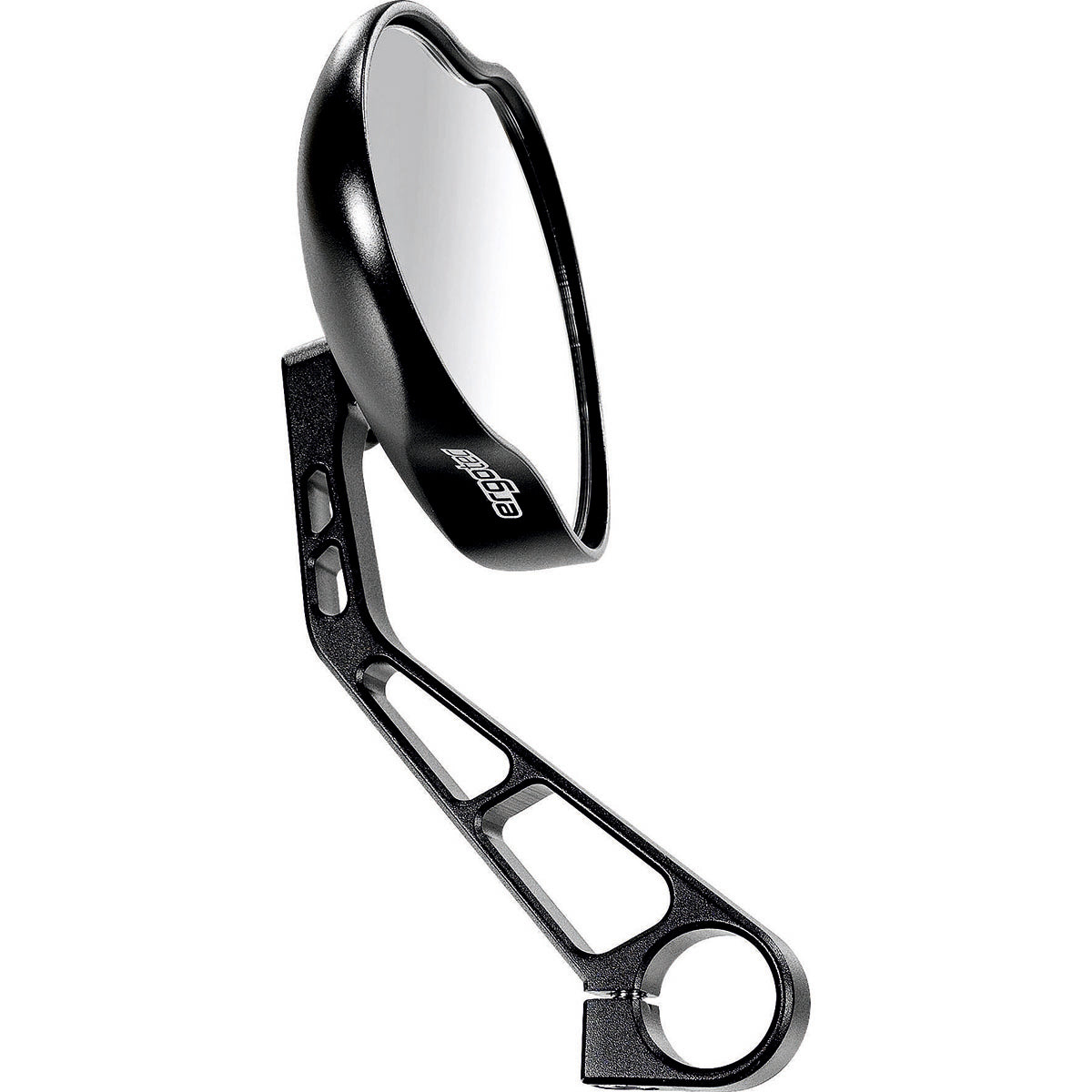 Black sandblasted Ergotec Mirror M-99 with short arm, large reflective surface, designed for ZEITBIKE bicycles.