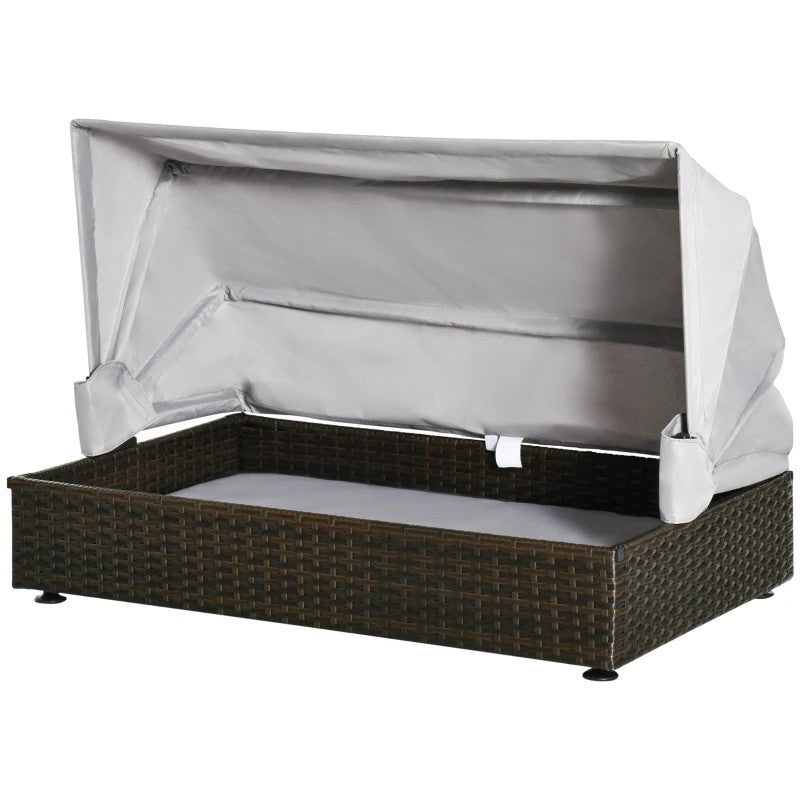 Espresso Wicker Foldable Canopy Raised Dog Bed House with 2 in Thick Cushion - OVERLANDERS Outfitter