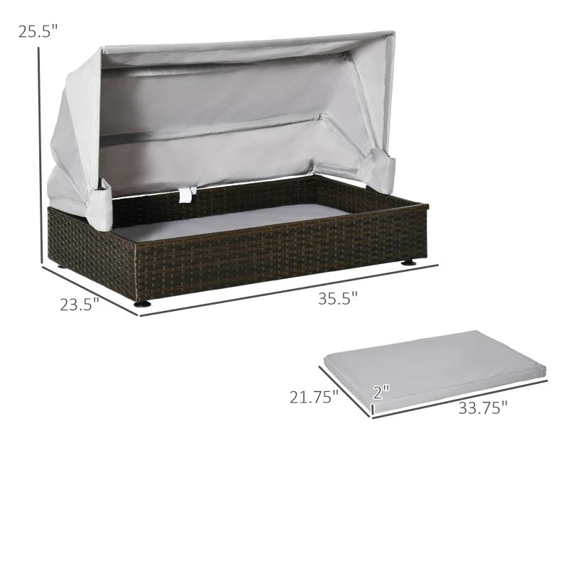 Espresso Wicker Foldable Canopy Raised Dog Bed House with 2 in Thick Cushion - OVERLANDERS Outfitter