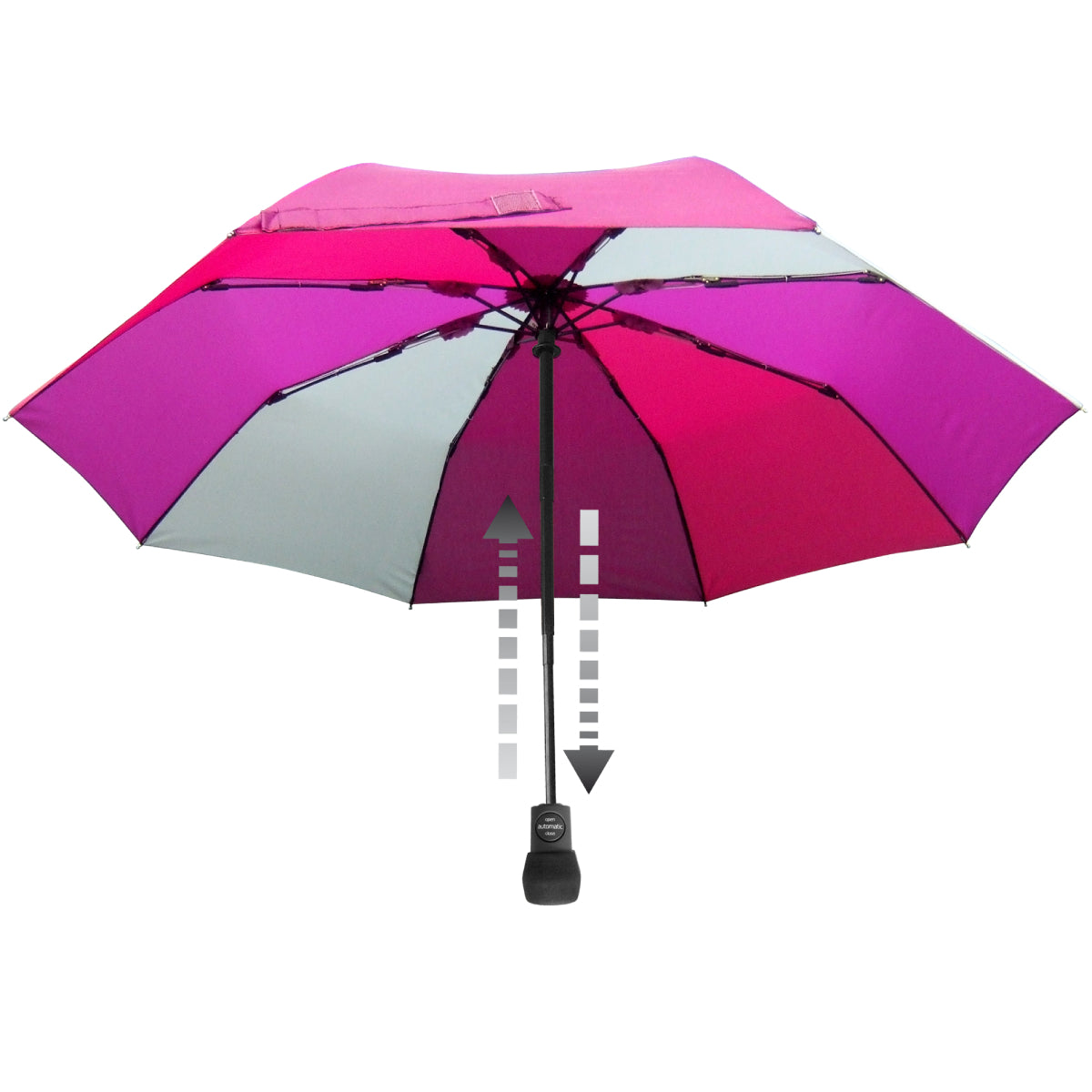 EuroSCHIRM USA Light Trek automatic hiking umbrella with windproof frame, floating compass, and backpack carry case in open view