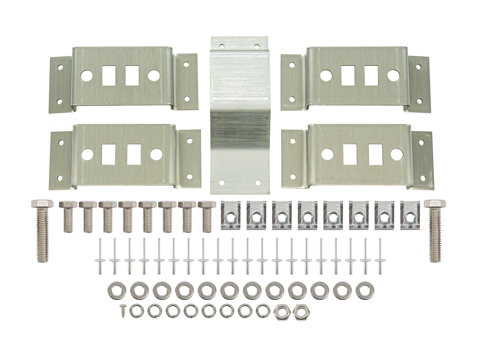 GoWesty luggage rack mounting brackets for Eurovan and Winnebago, showing metal brackets for vehicle roof attachment.
