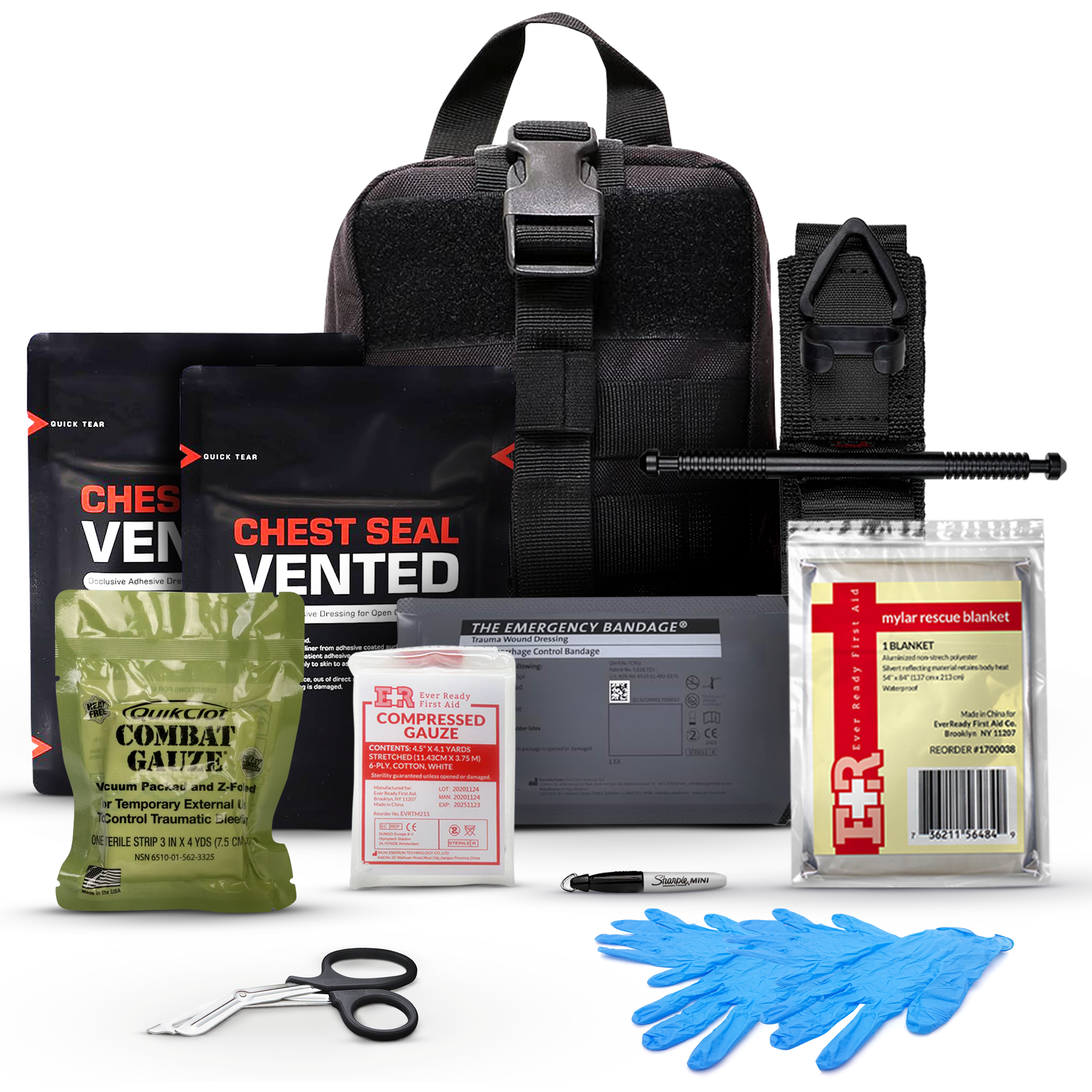 MediTac Kits Premium Trauma IFAK Compact Kit with CAT tourniquet and chest seals for emergency first aid response