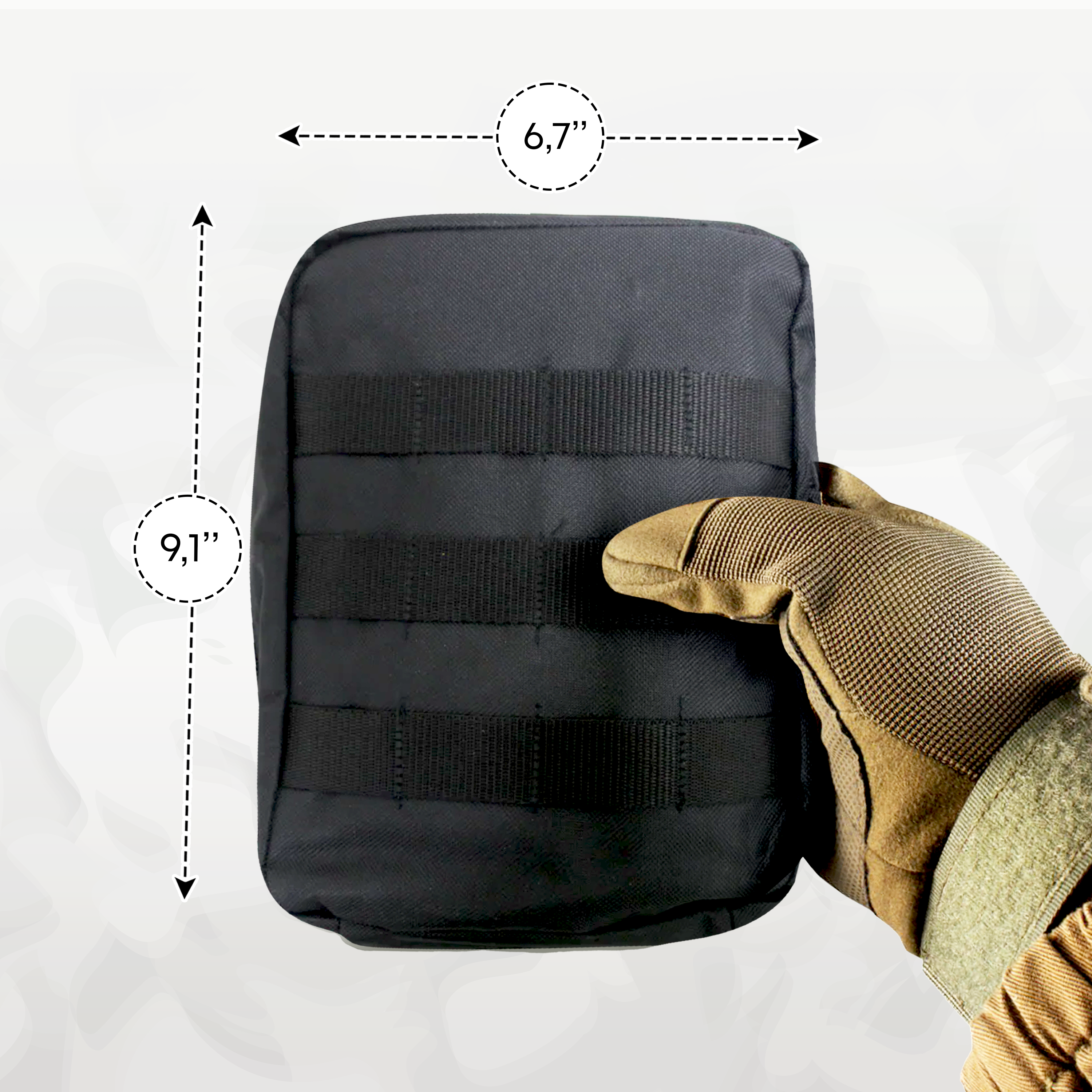 MediTac Kits Premium IFAK first aid kit with Trauma Pak, CAT Tourniquet, and Hyfin Chest Seal displayed on a surface.