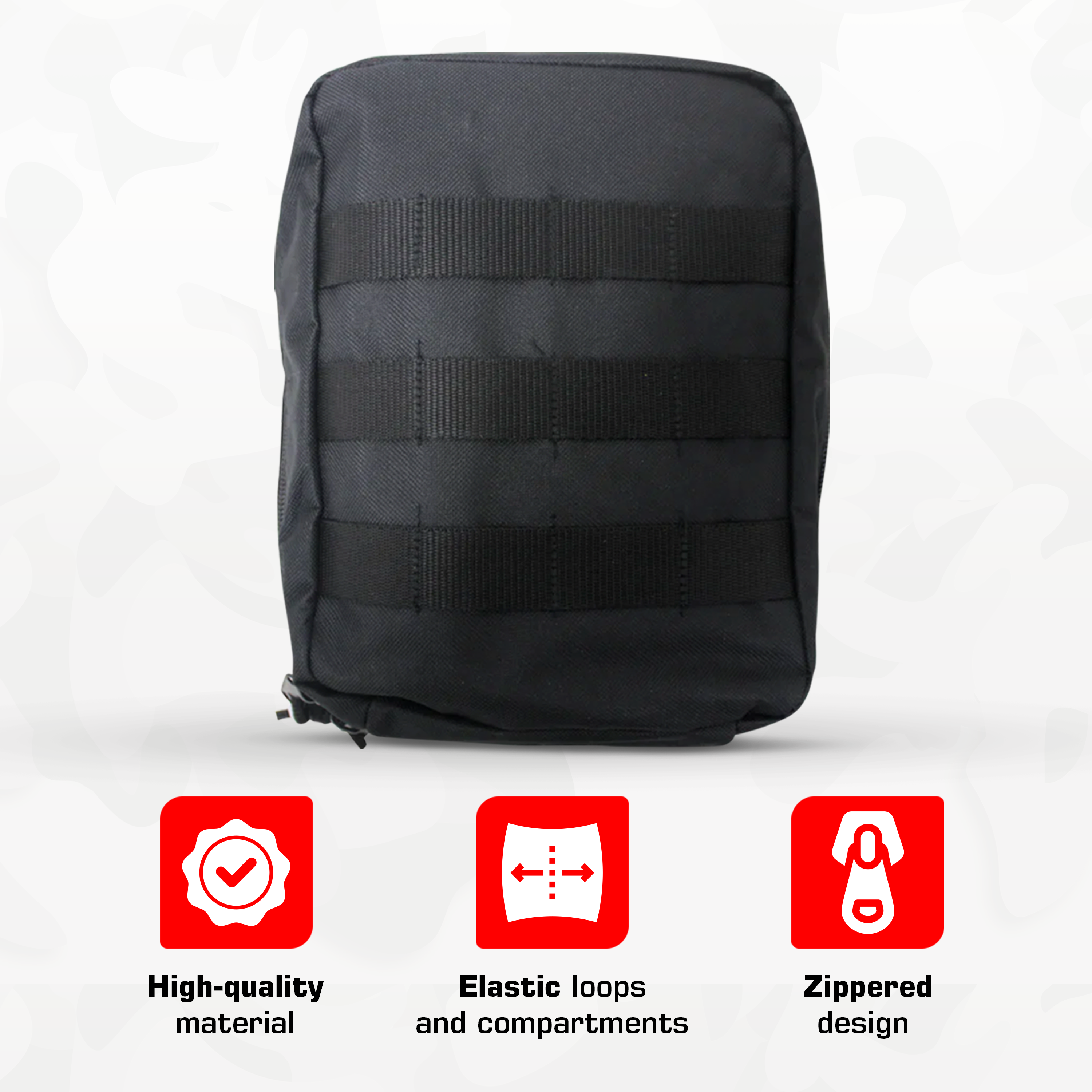 MediTac industrial first aid kit with trauma pack, chest seal, and tourniquet for emergency medical response.