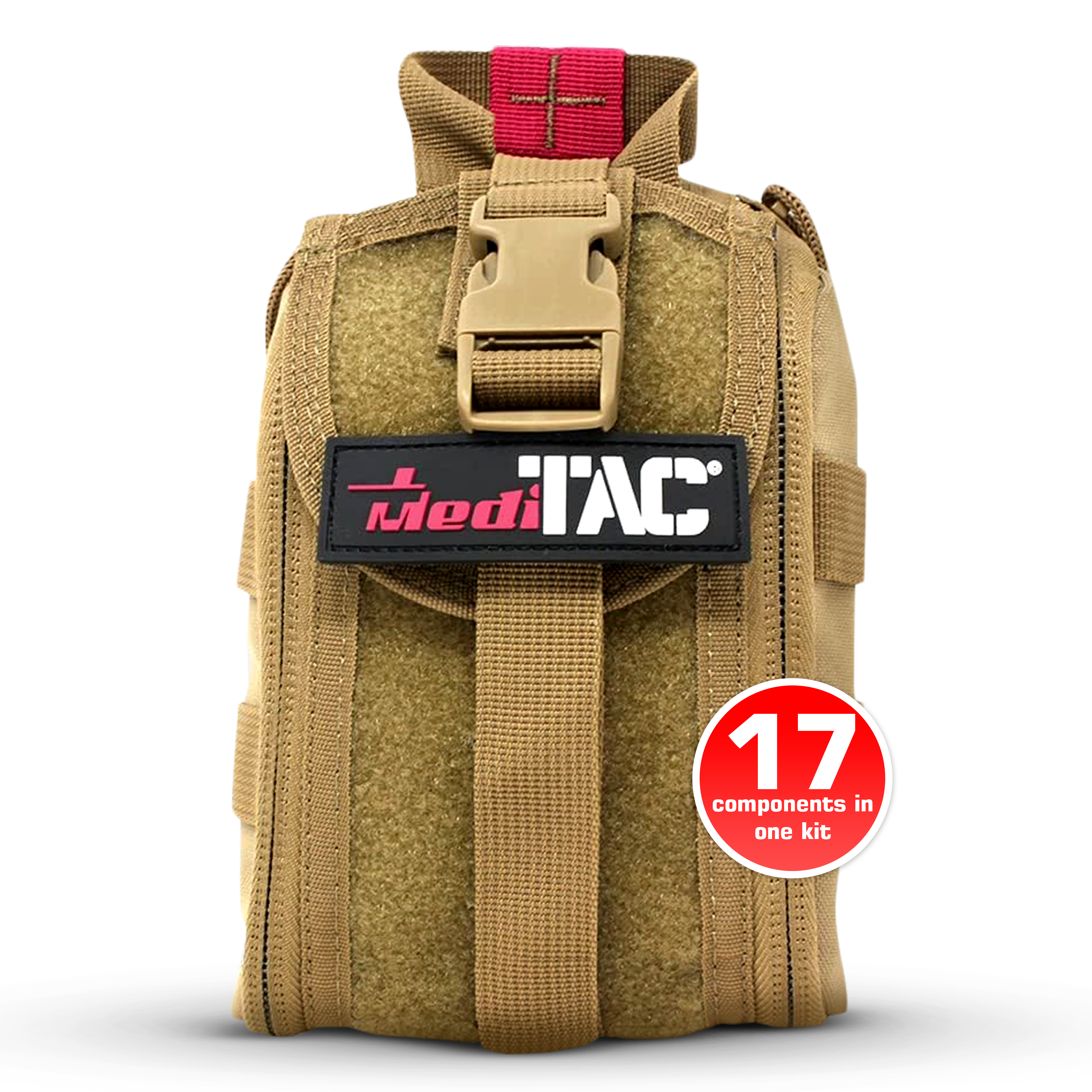 MediTac Kits premium tactical IFAK first aid kit with rip-away velcro, SOF tourniquet, and CELOX emergency medical supplies