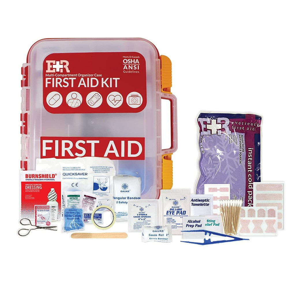 MediTac Kits 100-person OSHA/ANSI compliant first aid kit with supplies in a durable plastic case.