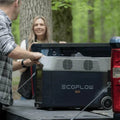 EcoFlow DELTA Pro portable solar generator by Green Vista Living with multiple power outlets and solar panel connection ports.