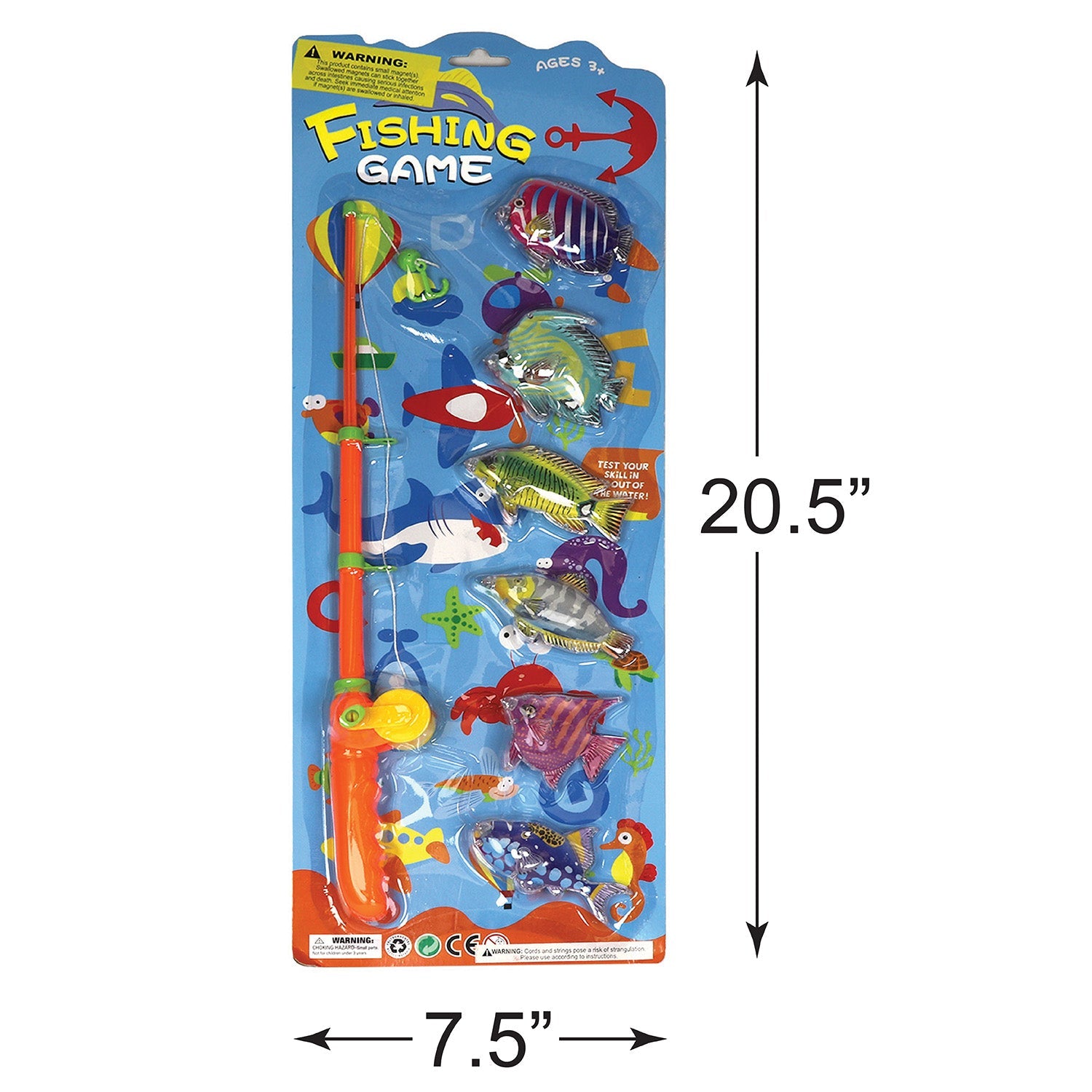 Children's toy fishing set by QuakeKits, featuring a light-up fishing game for kids' entertainment and quiet play.